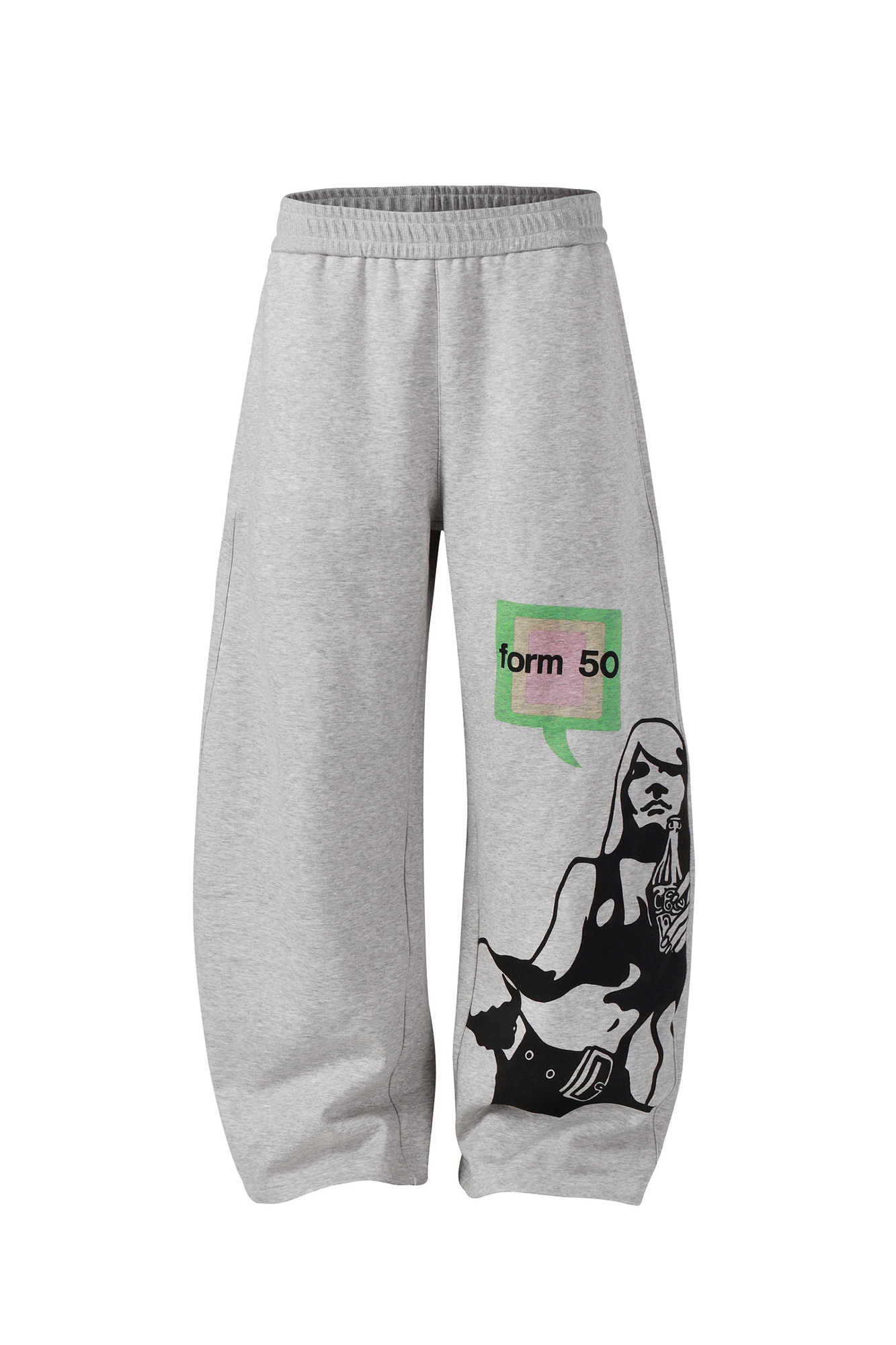NOVACAM Portrait Graphic Curved Wide-Leg Sweatpants
