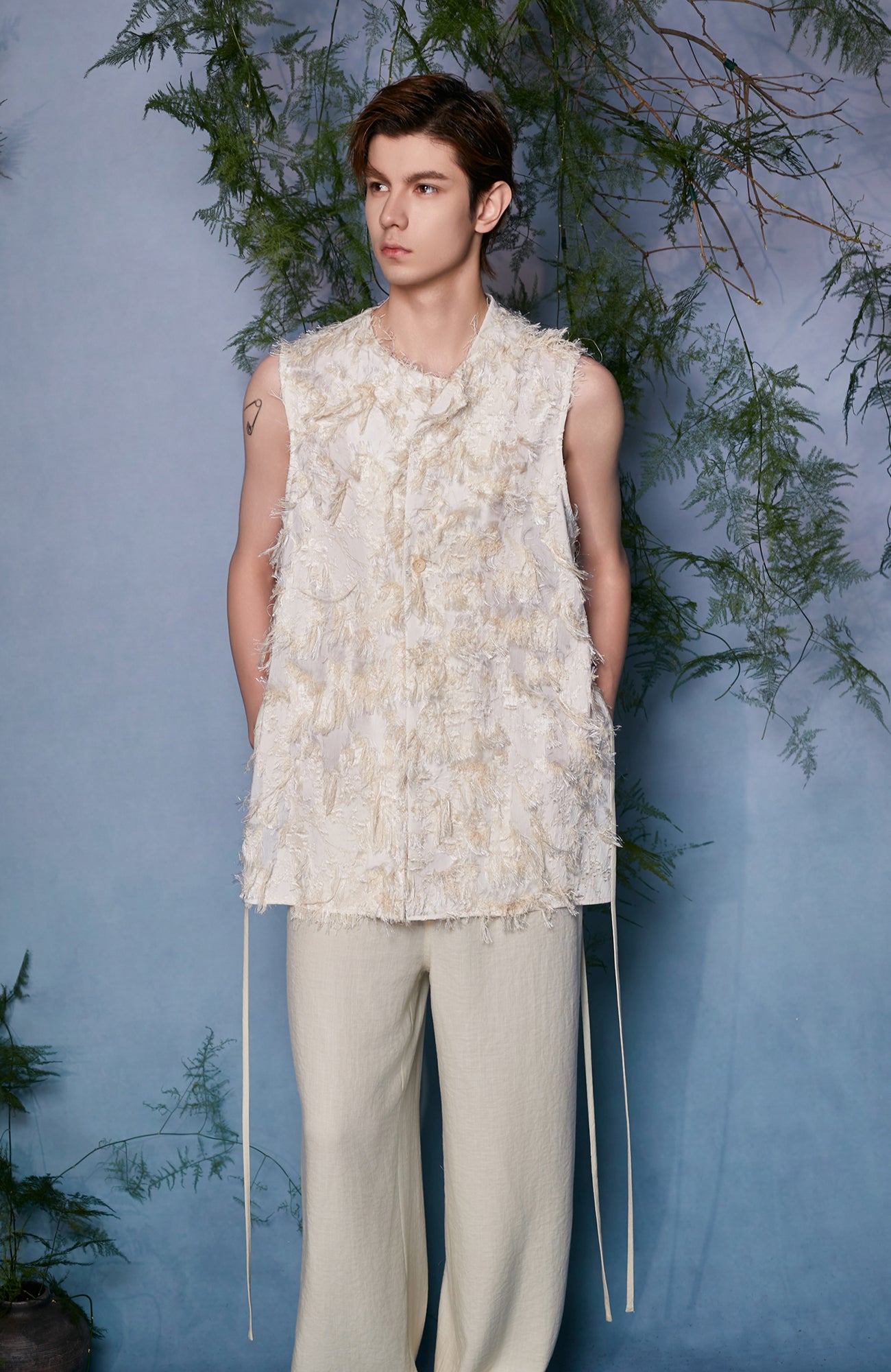 JIECHI Raw Fringe Layered Vest