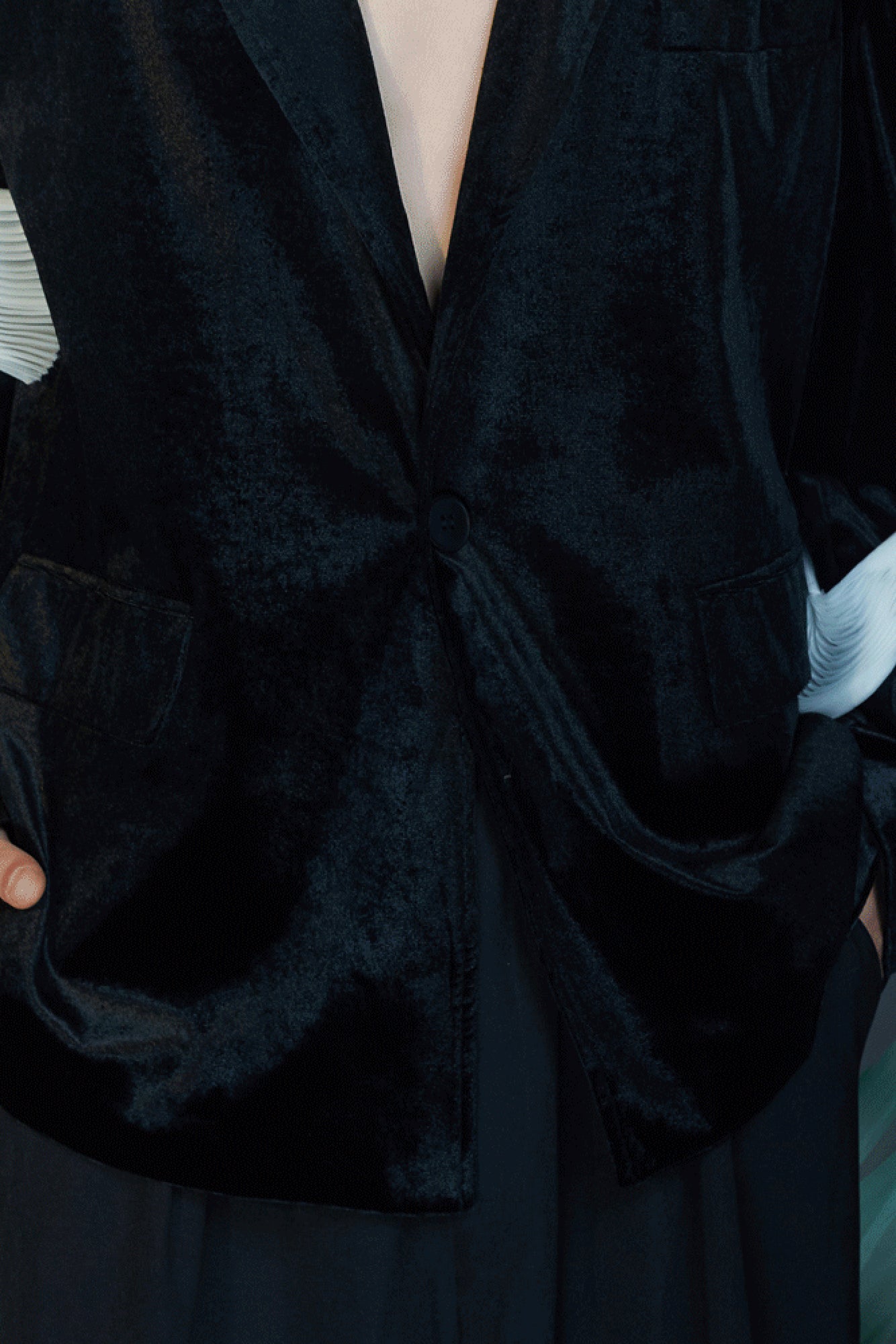 JIECHI Velvet Deep V Blazer