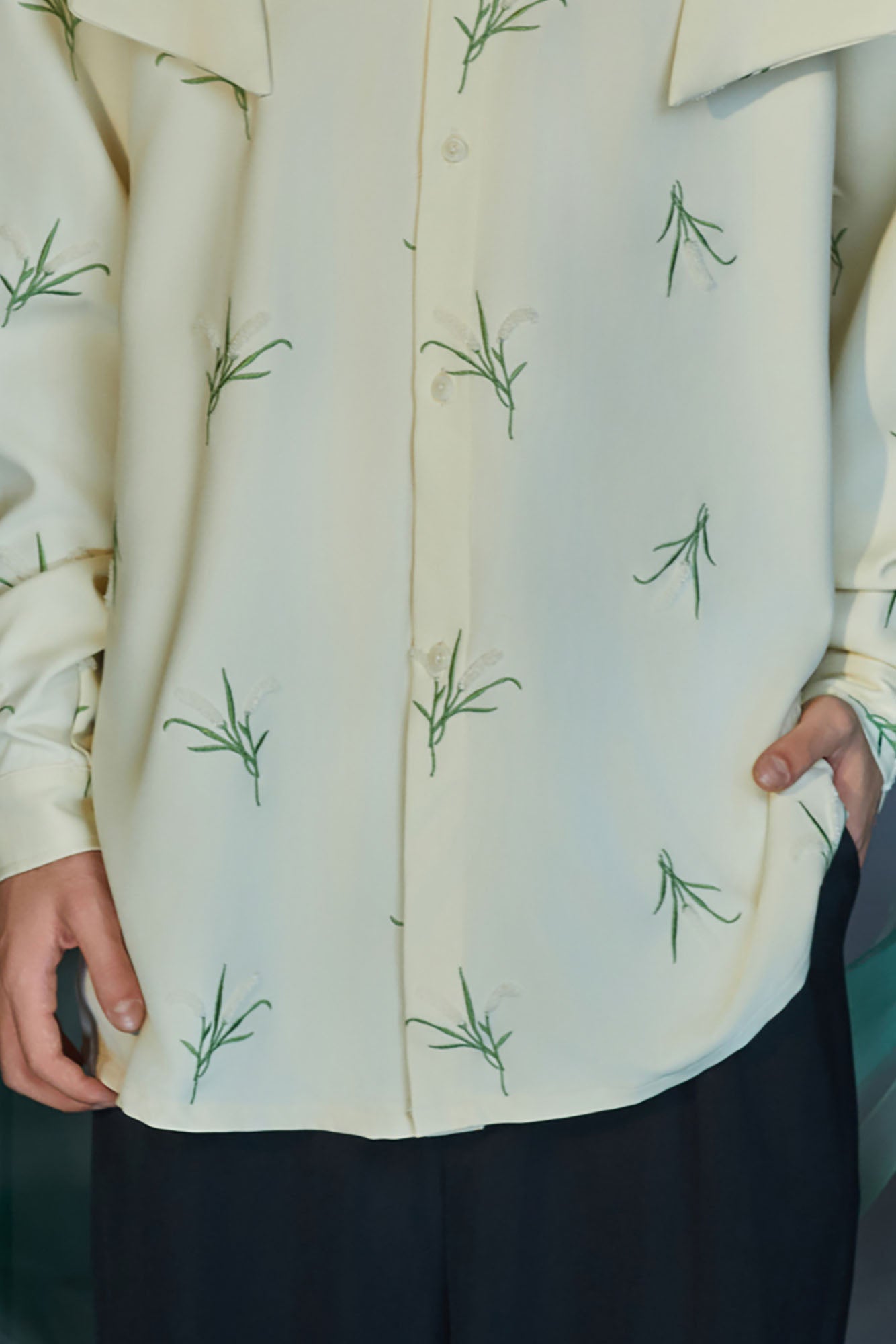 JIECHI Botanic Embroidery Bow Back Shirt, premium urban and streetwear designers apparel on PROJECTISR.com, JIECHI