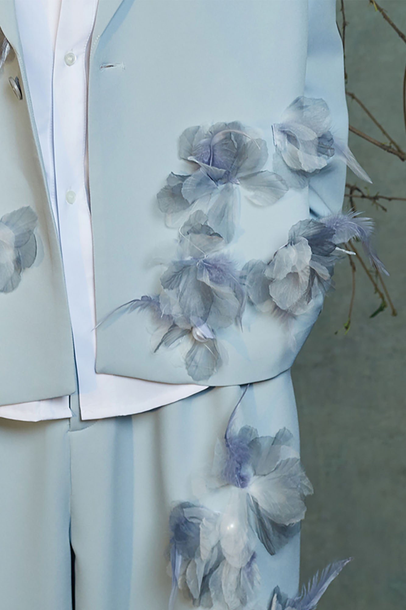 JIECHI Embellished Floral Oversized Blazer, premium urban and streetwear designers apparel on PROJECTISR.com, JIECHI