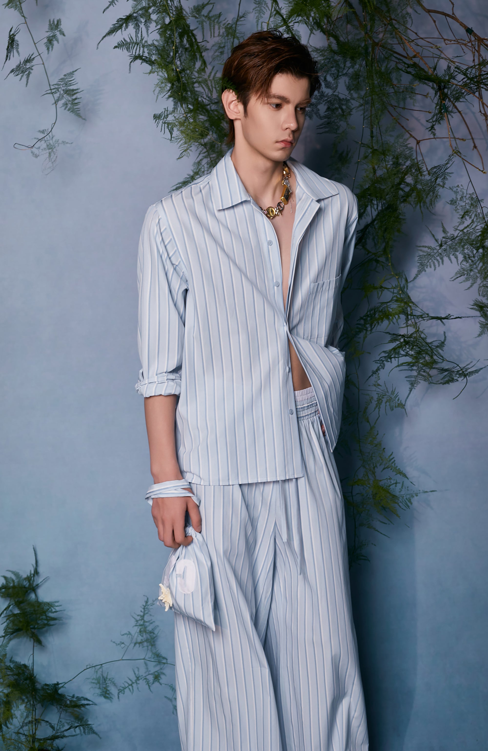 JIECHI Button-Up Striped Shirt, premium urban and streetwear designers apparel on PROJECTISR.com, JIECHI