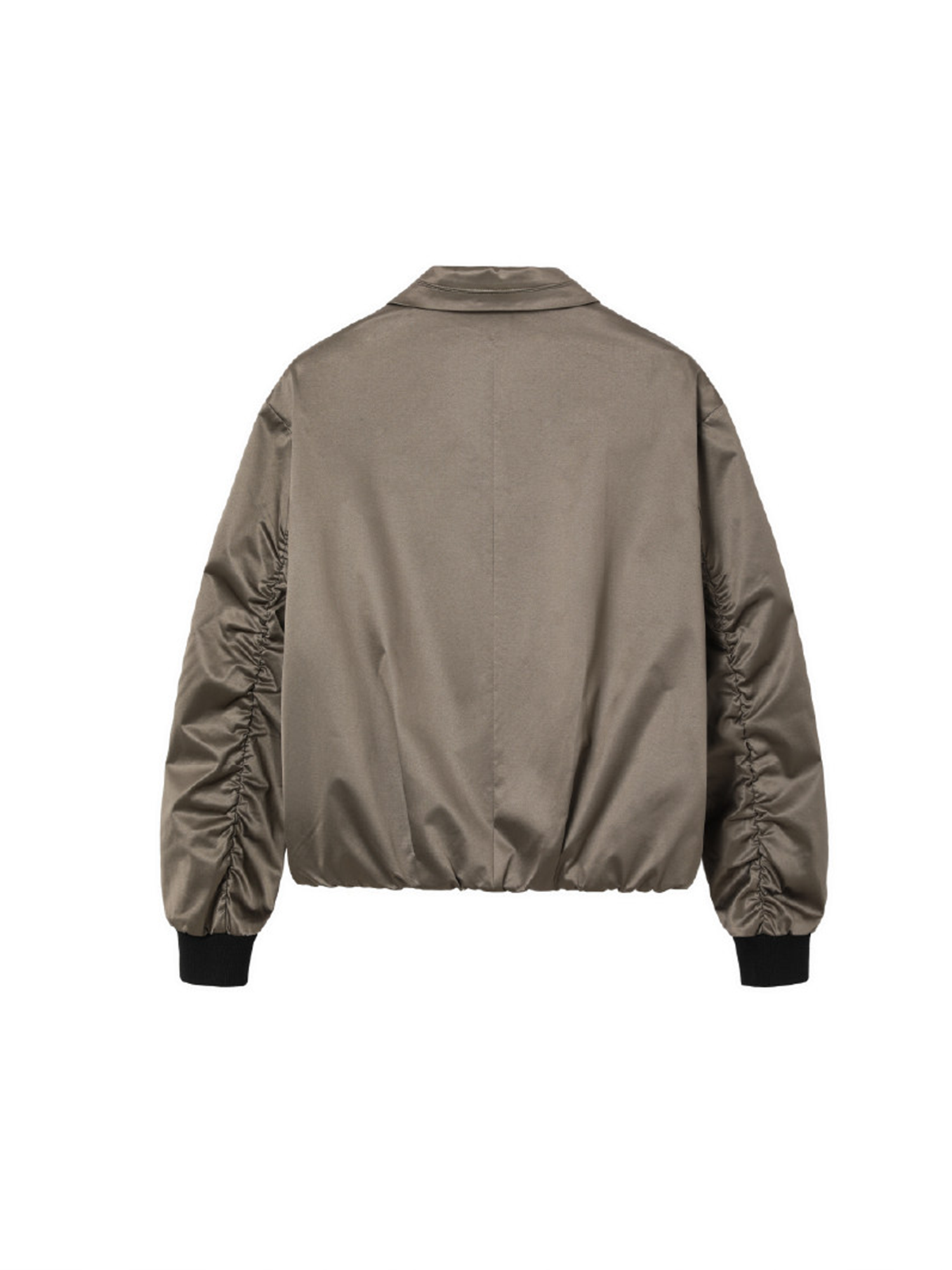 ALVNG AR ANTS Ruched-Sleeve Dual-Zips Bomber Jacket, premium urban and streetwear designers apparel on PROJECTISR.com, ALVNG AR ANTS