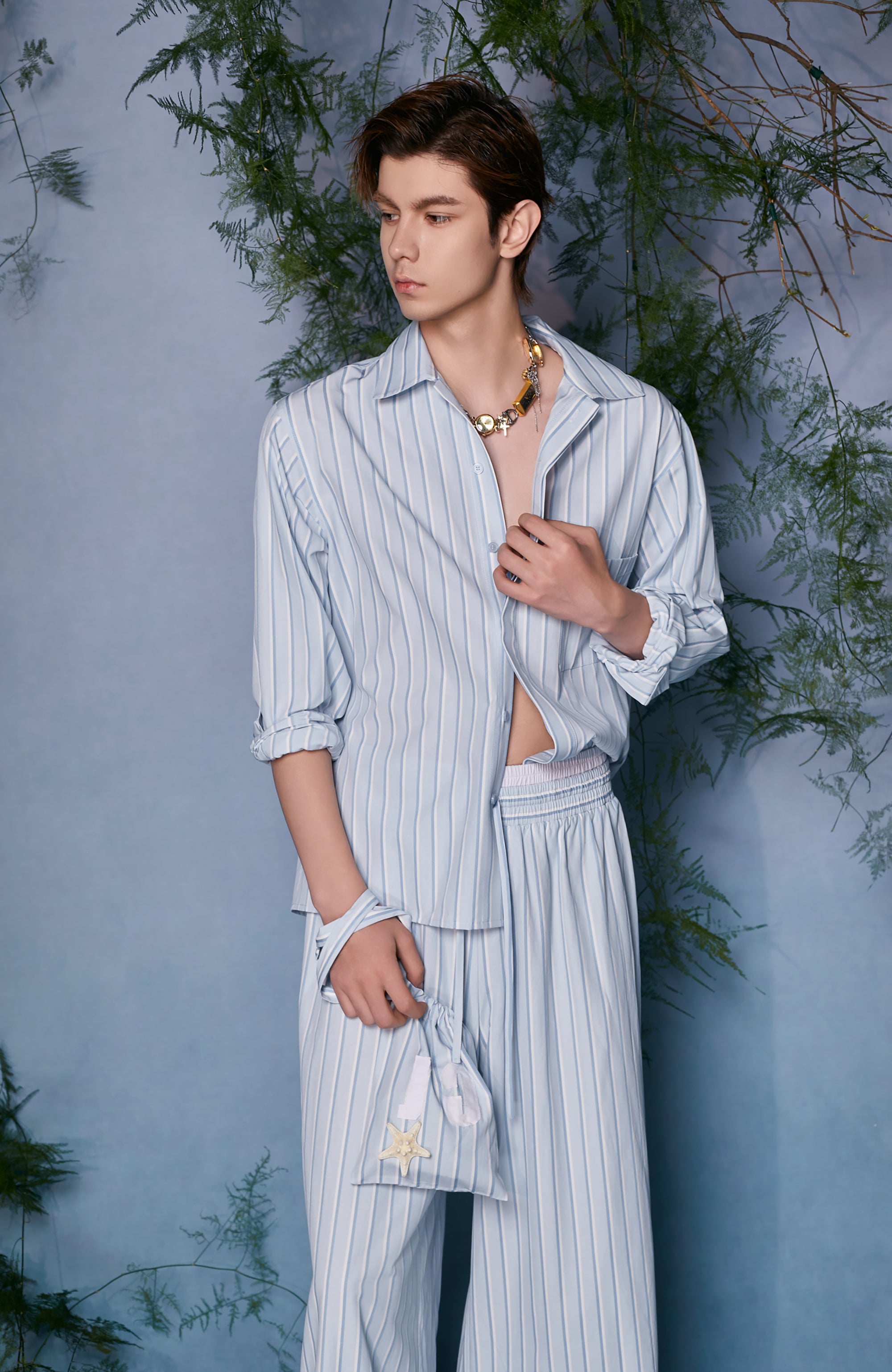 JIECHI Button-Up Striped Shirt, premium urban and streetwear designers apparel on PROJECTISR.com, JIECHI