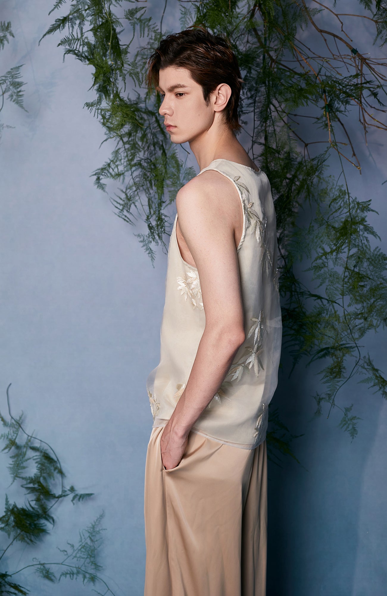 JIECHI Bamboo Embroidered Tank Top, premium urban and streetwear designers apparel on PROJECTISR.com, JIECHI