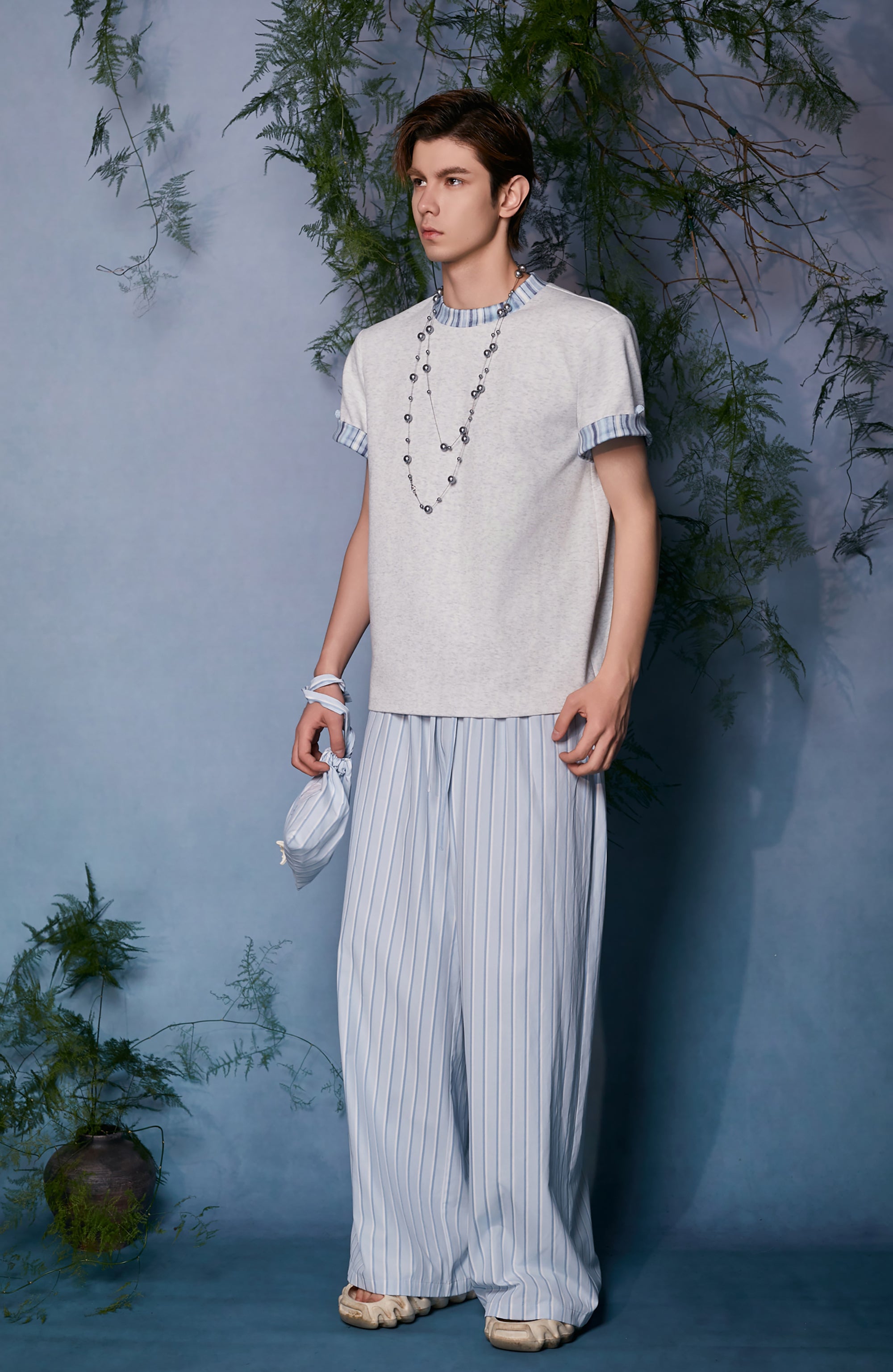 JIECHI Striped Wide-Leg Trousers, premium urban and streetwear designers apparel on PROJECTISR.com, JIECHI