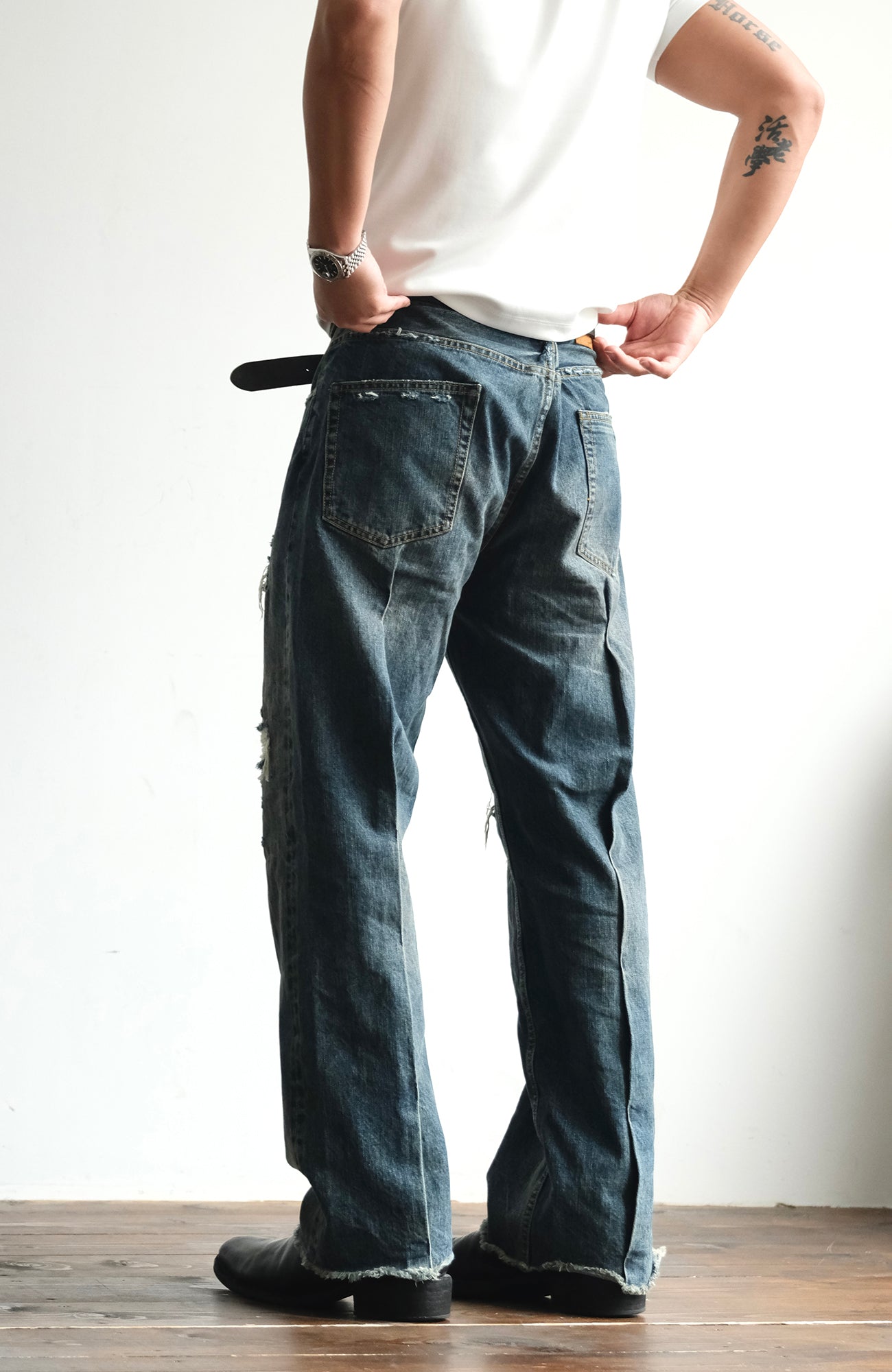NEIGBORL Distressed Straight-Leg Jeans, premium urban and streetwear designers apparel on PROJECTISR.com, NEIGBORL