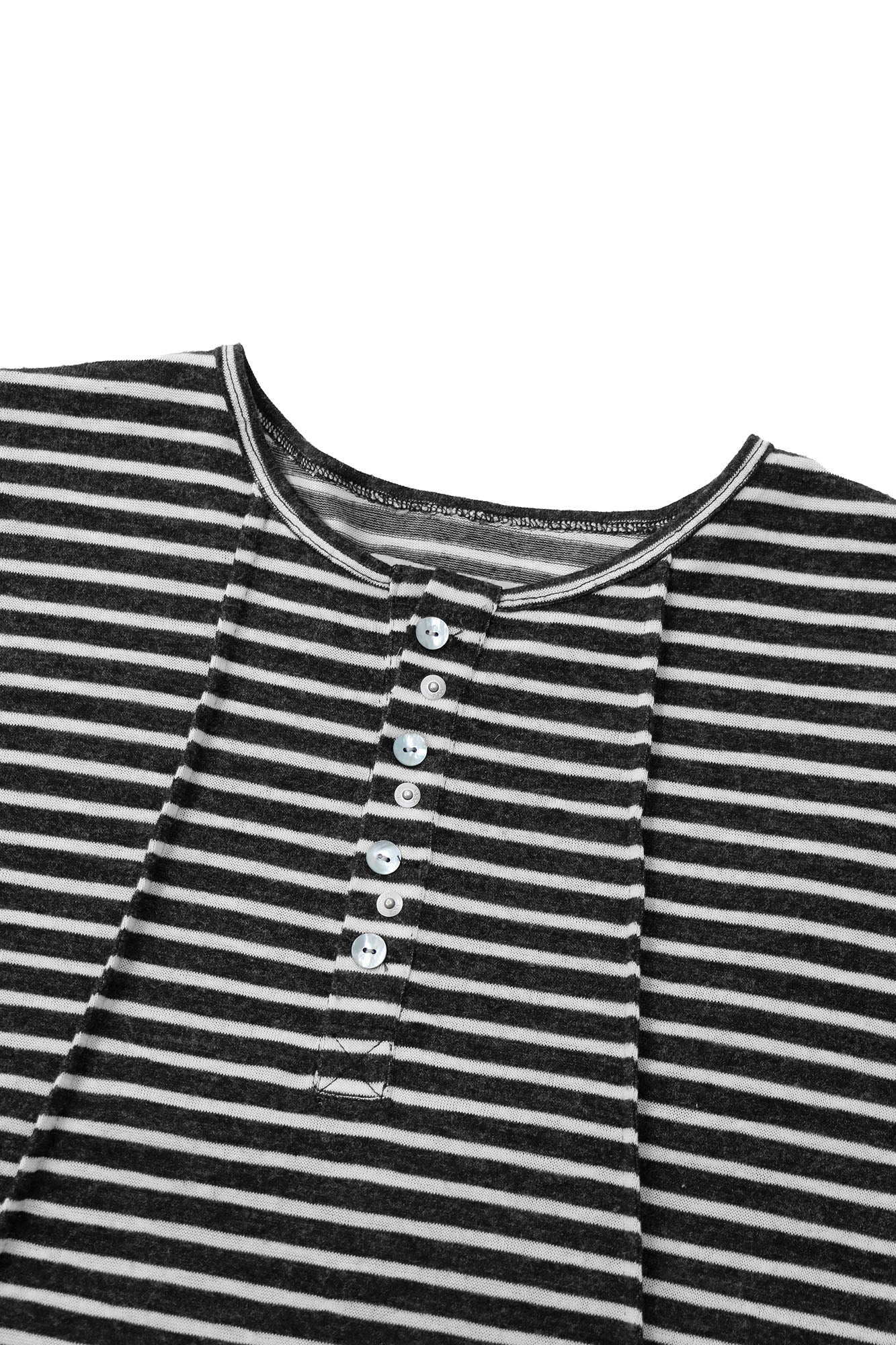 RELABEL Striped Pleated Henley Long-Sleeve Tee, premium urban and streetwear designers apparel on PROJECTISR.com, RELABEL