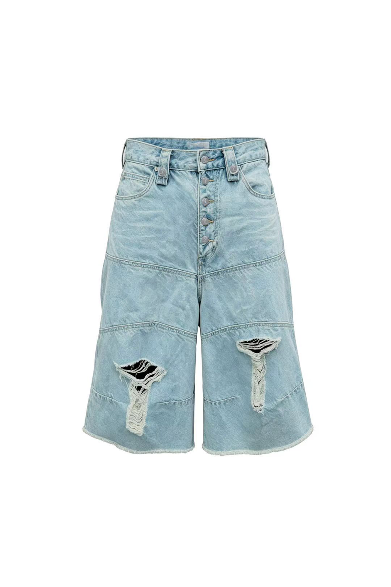 STEEPC Distressed Washed Raw-Edge Denim Shorts, premium urban and streetwear designers apparel on PROJECTISR.com, STEEPC