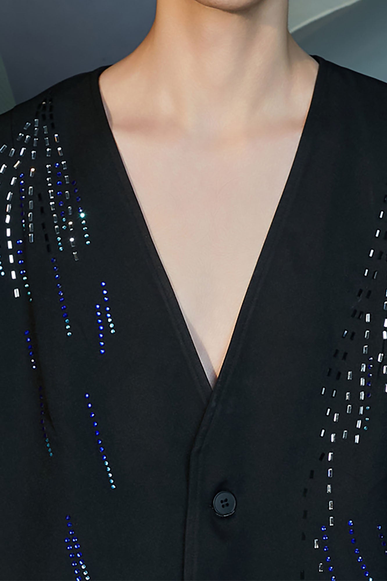 JIECHI Sequin Embroidery V-Neck Overcoat, premium urban and streetwear designers apparel on PROJECTISR.com, JIECHI