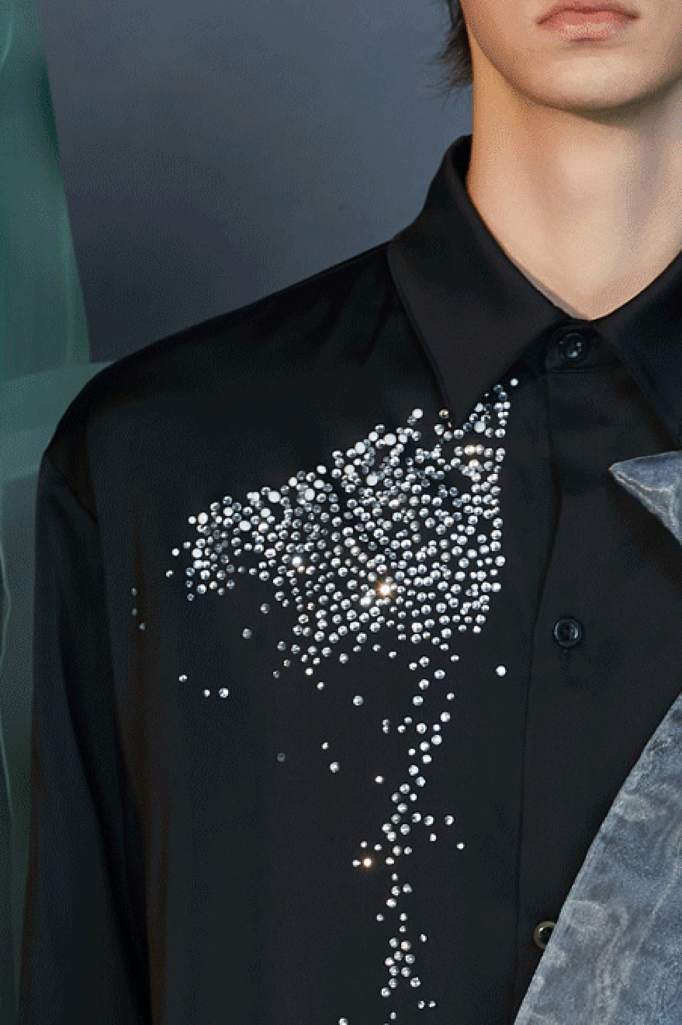 JIECHI Organza-Bow & Diamond Shirt, premium urban and streetwear designers apparel on PROJECTISR.com, JIECHI