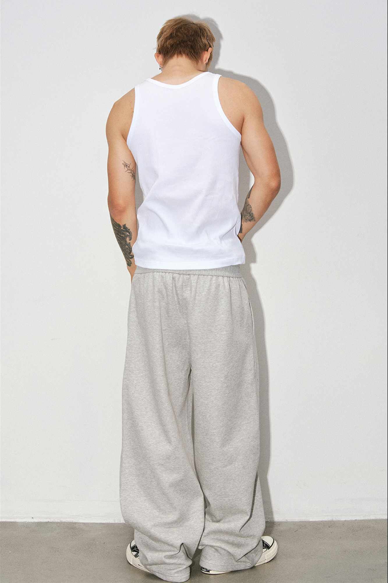 NOVACAM Portrait Graphic Curved Wide-Leg Sweatpants