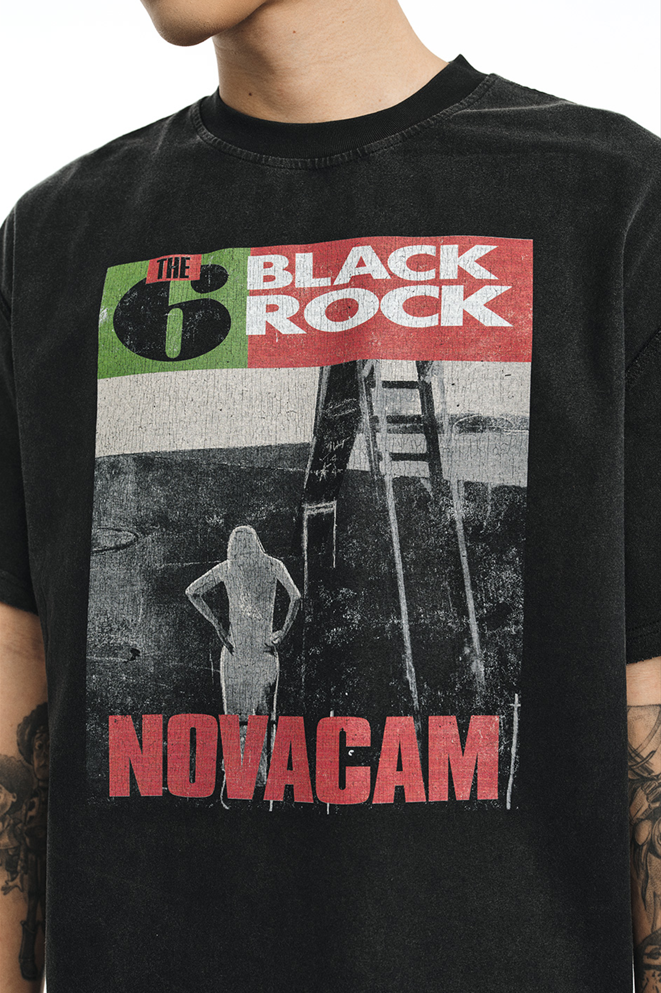 NOVACAM Washed Rock Graphic Reverse-Seam T-Shirt