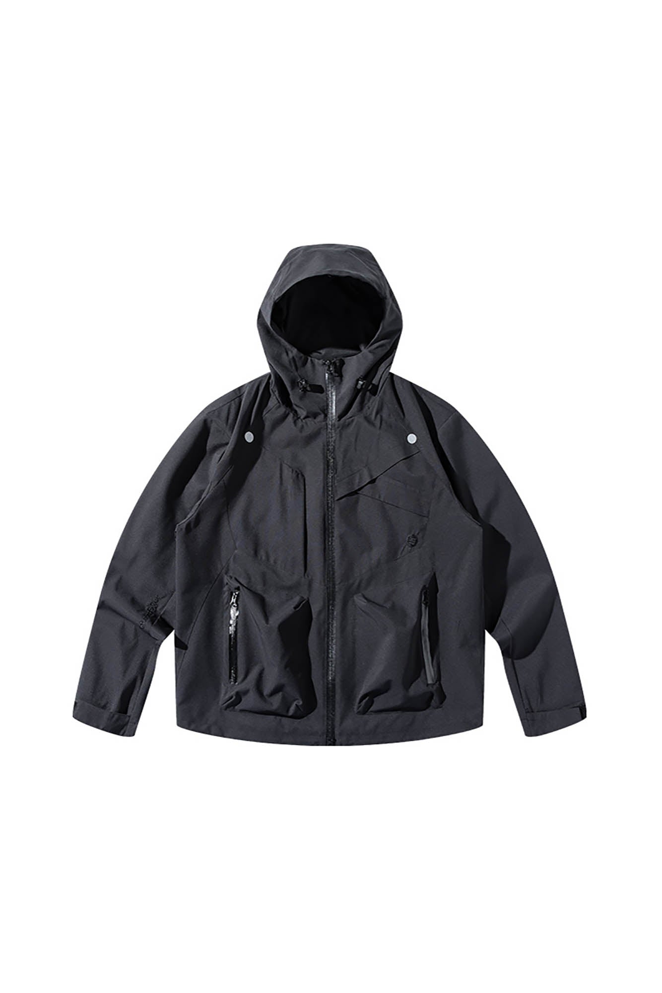 ENSHADOWER Asymmetrical Spliced Drawstring Splash-Proof Windbreaker