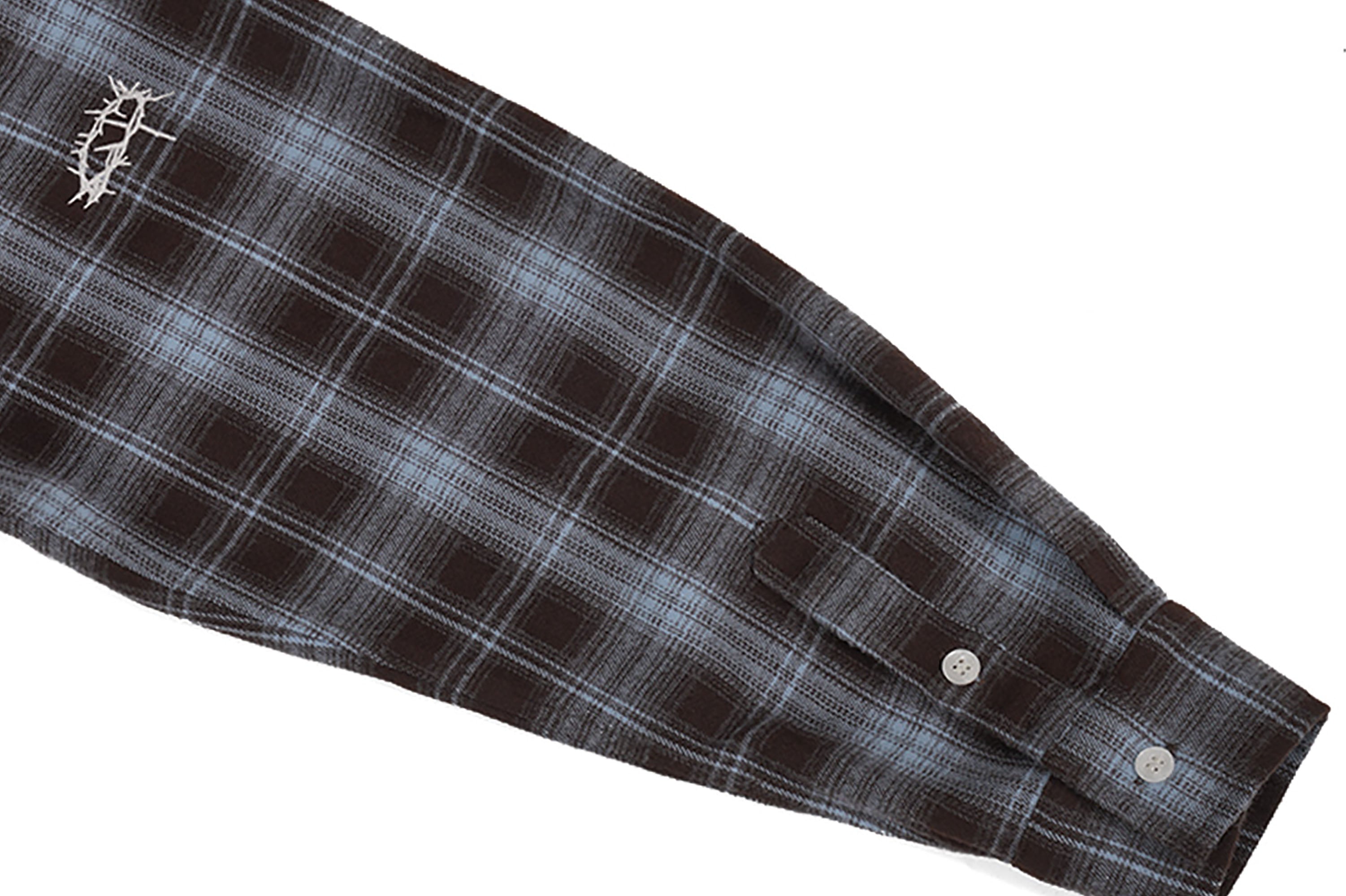 UNDERWATER Plaid Raw Edge Shirt  Blue