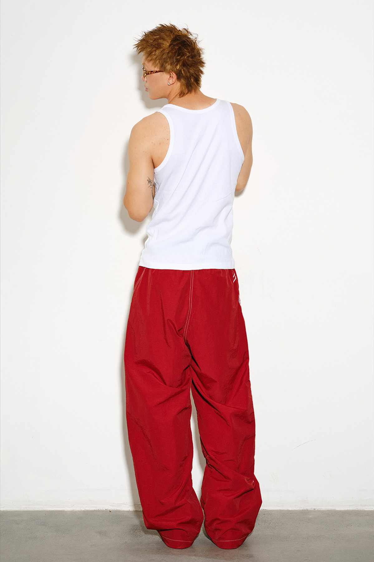 NOVACAM Retro Embroidered Nylon Windbreaker Pants