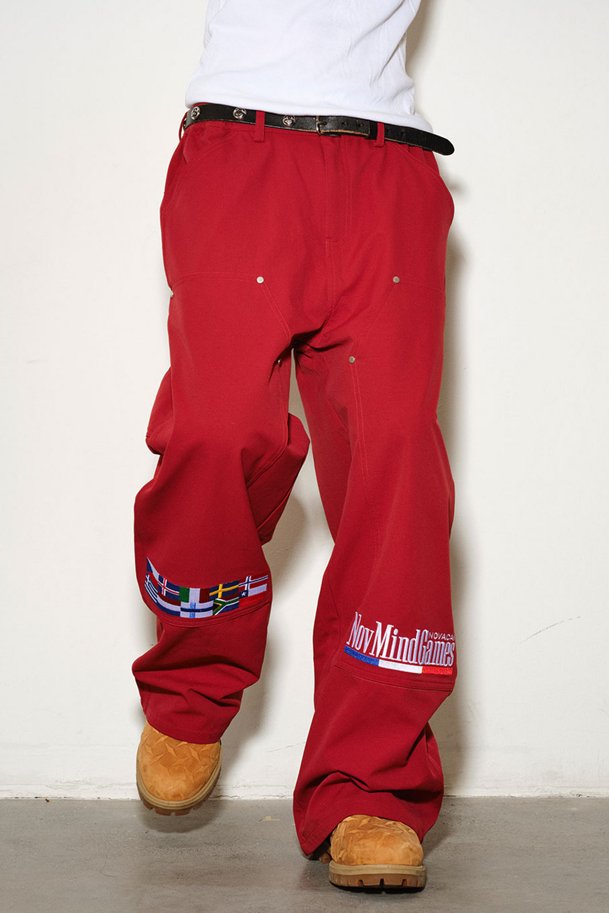 NOVACAM Retro Embroidered Wide-Leg Cargo Pants