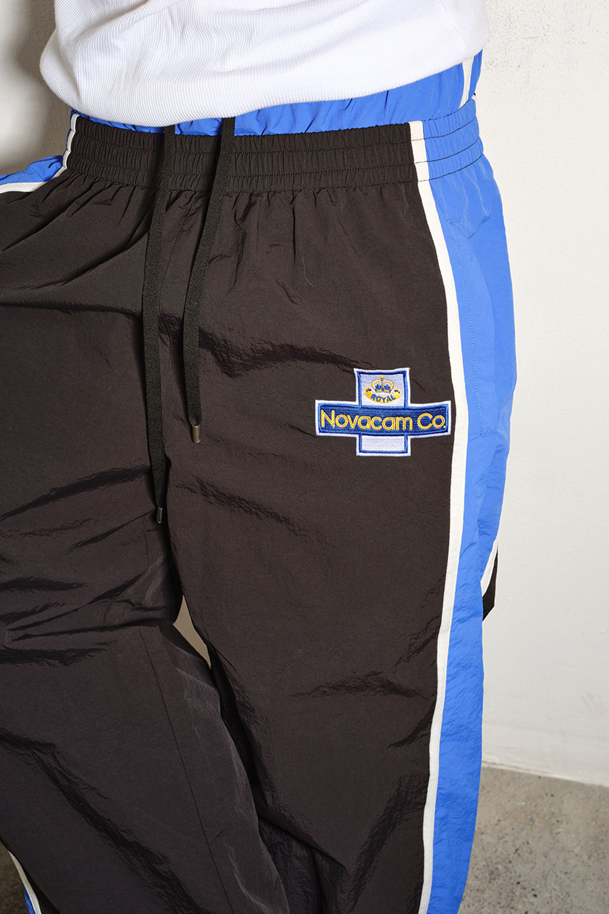 NOVACAM Retro Contrast Double-Waist Nylon Cargo Pants
