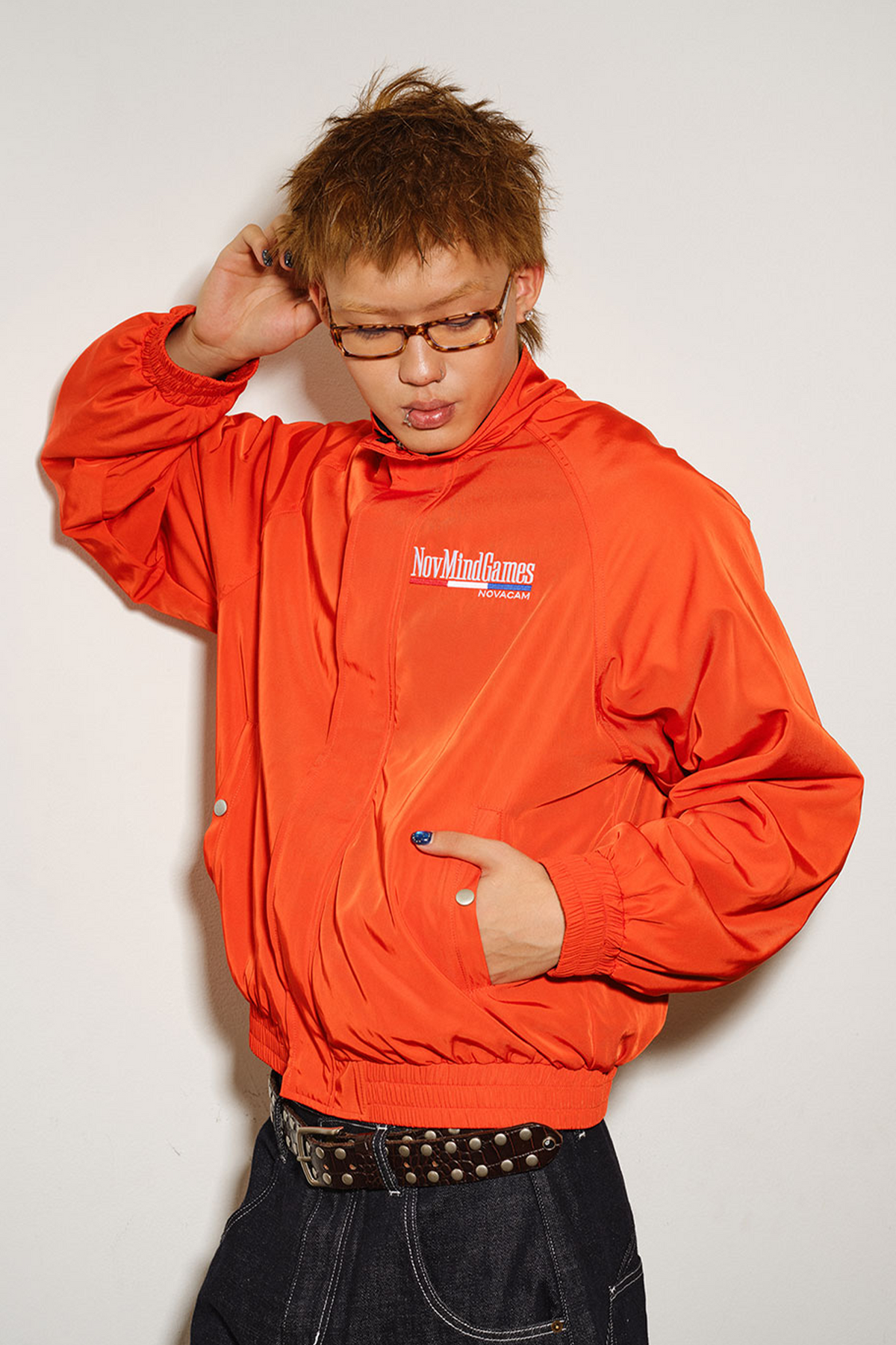 NOVACAM Retro Embroidered Fleece-Lined Woven Jacket