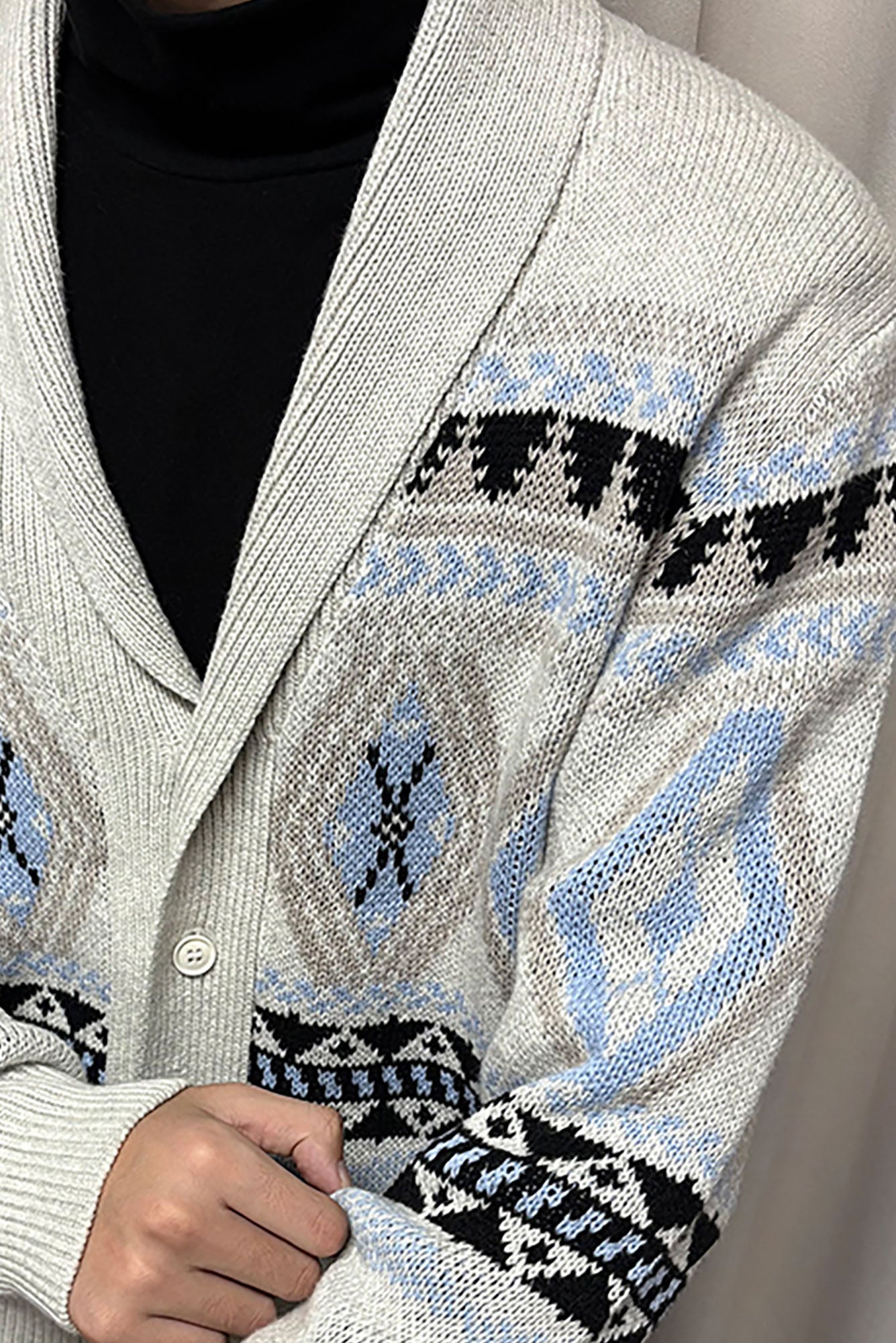 KREATE Fair Isle Shawl Collar Cardigan