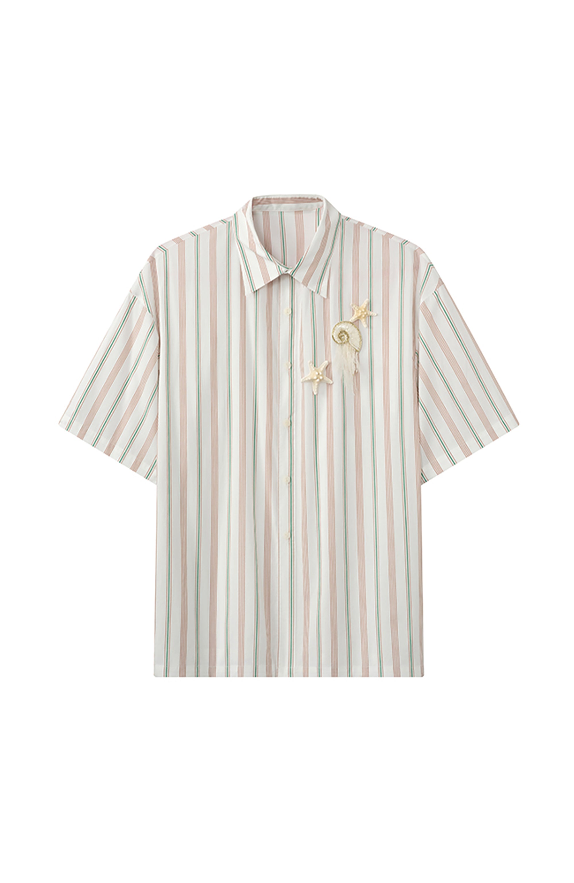 JIECHI Striped Embroidered Half Shirt, premium urban and streetwear designers apparel on PROJECTISR.com, JIECHI