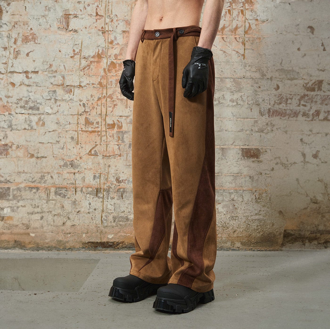 RELABEL Deconstructed Faux-Suede Pants, premium urban and streetwear designers apparel on PROJECTISR.com, RELABEL