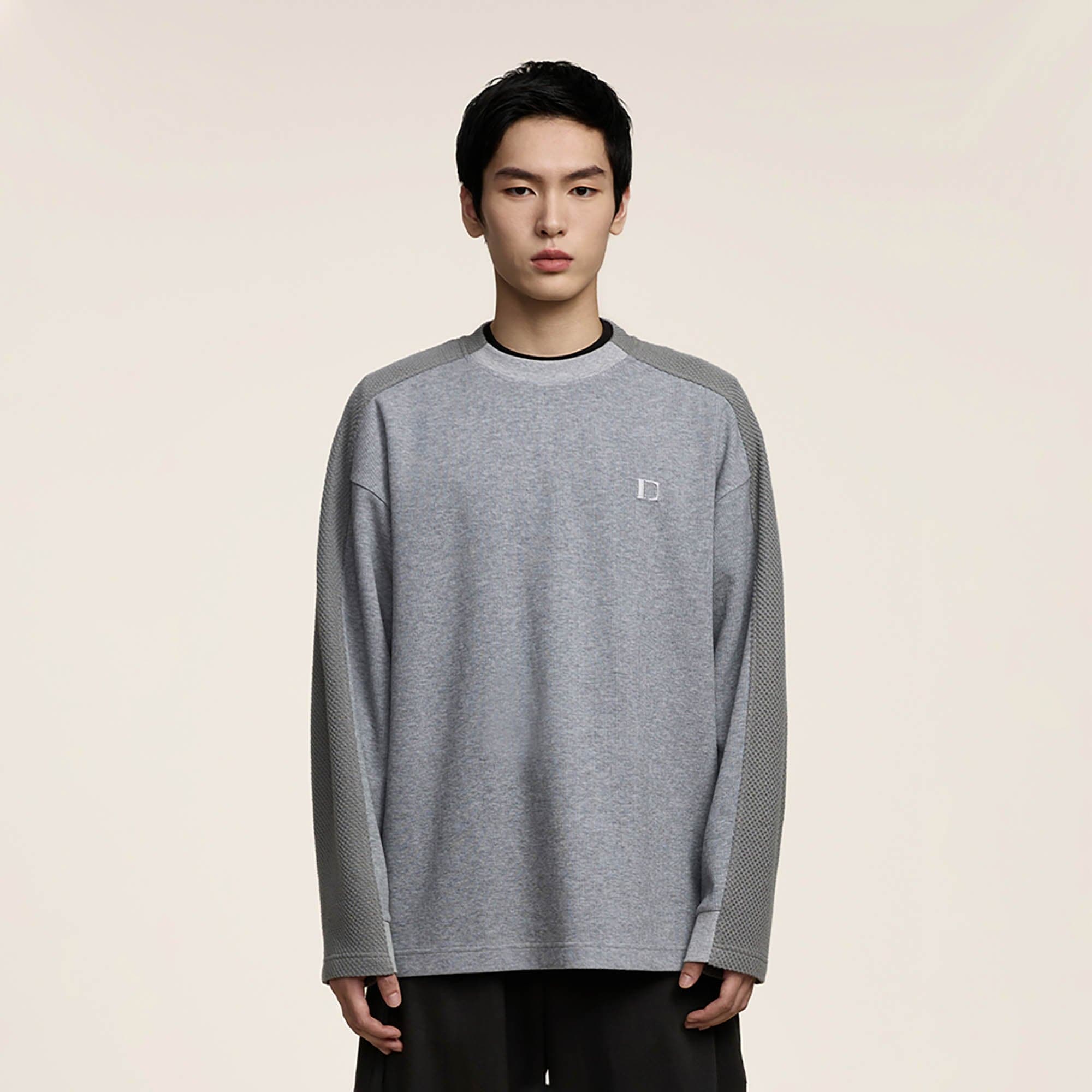 OPICLOTH Essential Spliced Textured Sweatshirt