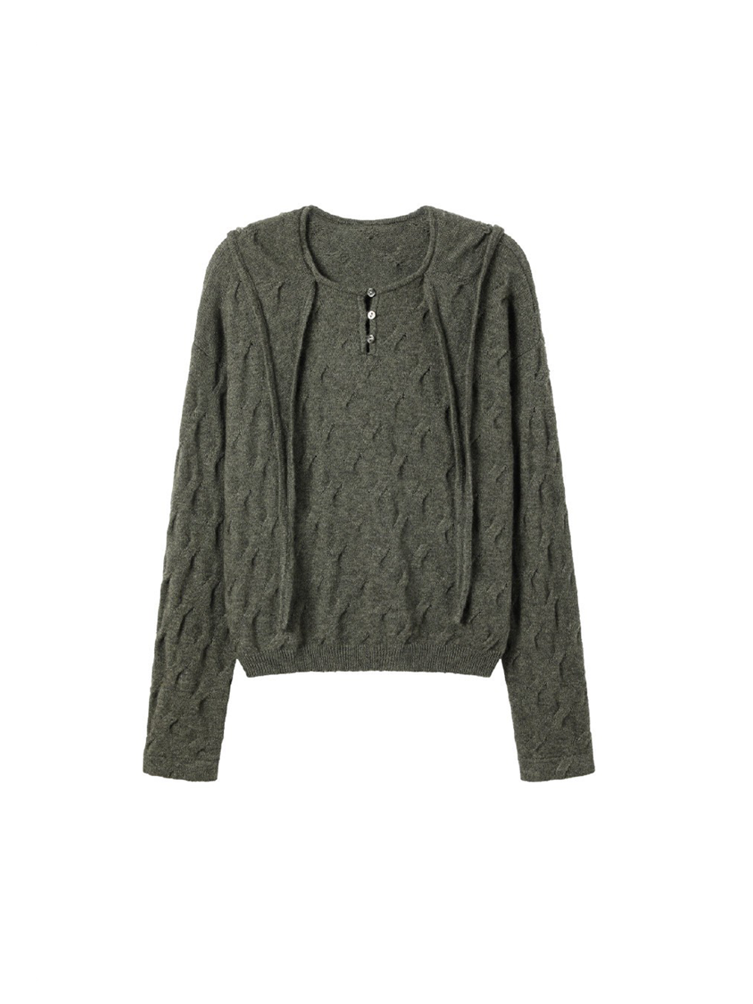 ALVNG AR ANTS Cable-Knit Tie-Neck Hooded Sweater, premium urban and streetwear designers apparel on PROJECTISR.com, ALVNG AR ANTS