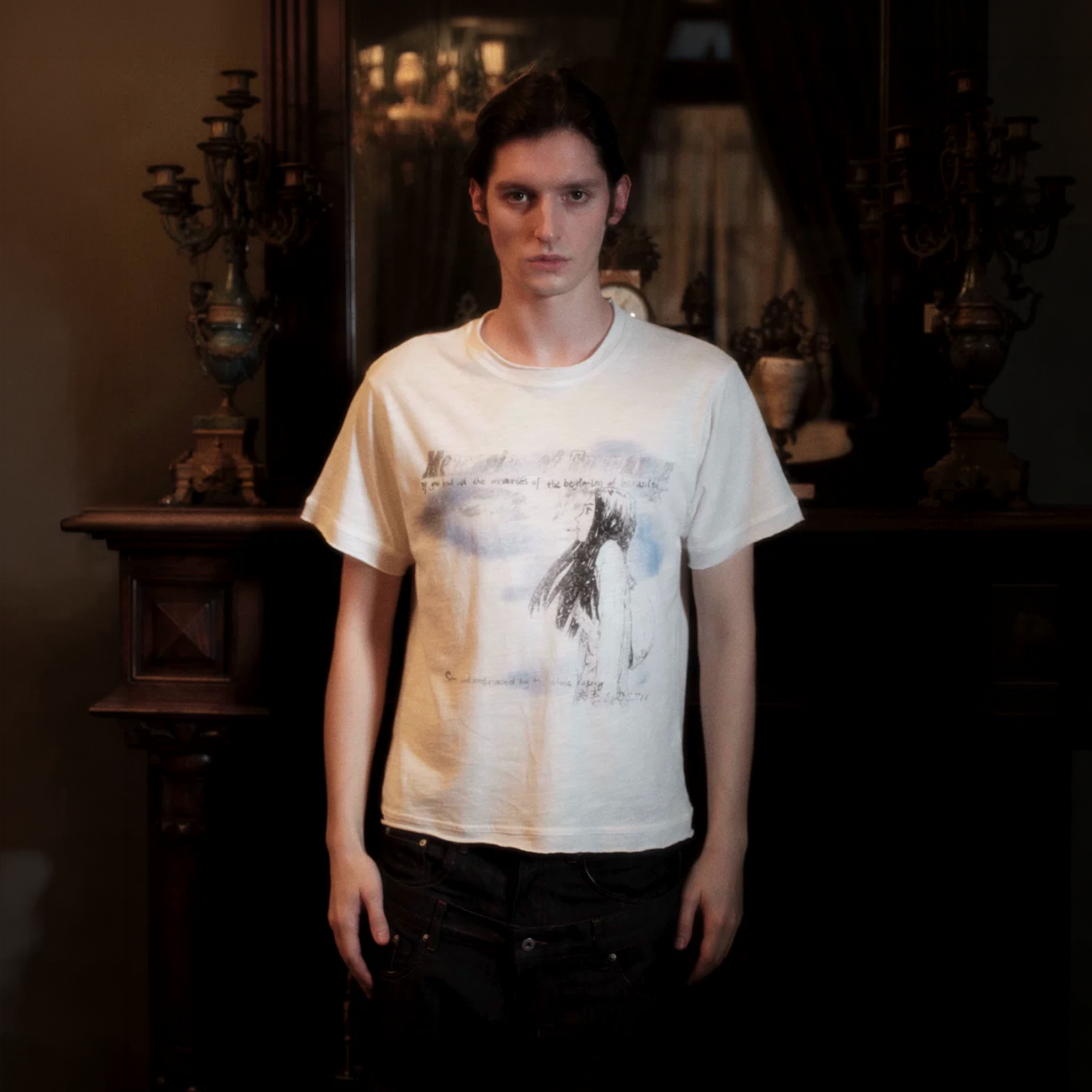 WANNA LAB Graphic Rolled-Hem T-Shirt