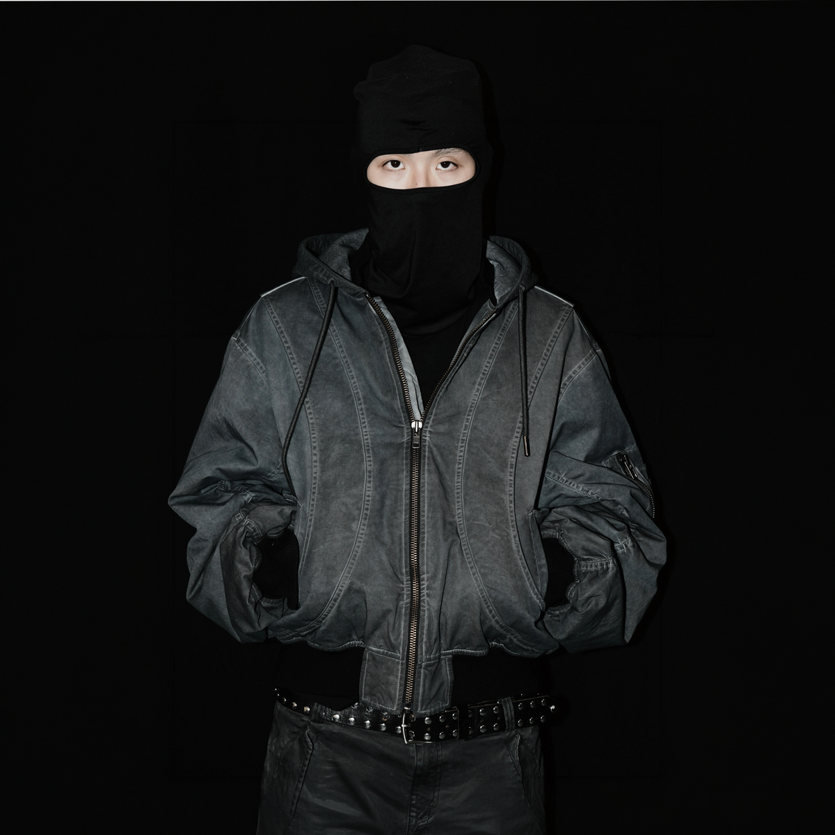 AVINMADE Washed Stitch Hooded Bomber Jacket