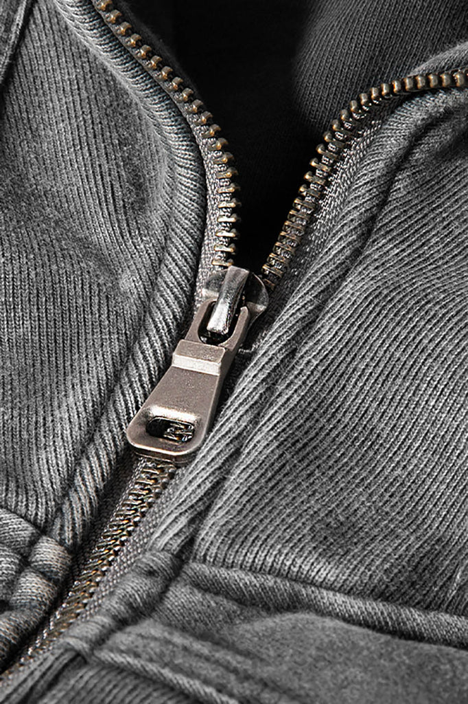 FIVEKOH Arc Spliced Washed Half-Zip Hoodie, premium urban and streetwear designers apparel on PROJECTISR.com, FIVEKOH