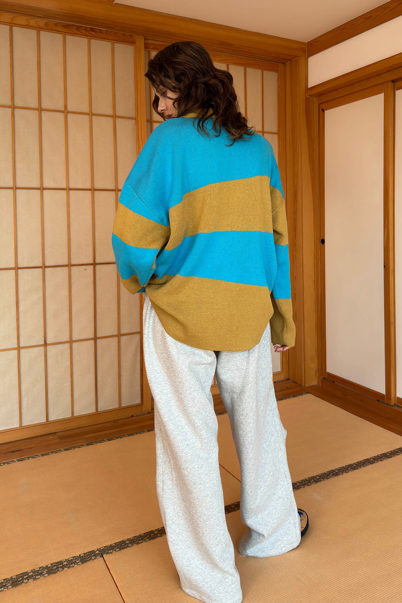 MIICHOUS Nature Magazine Ripple Stripe Polo Sweater