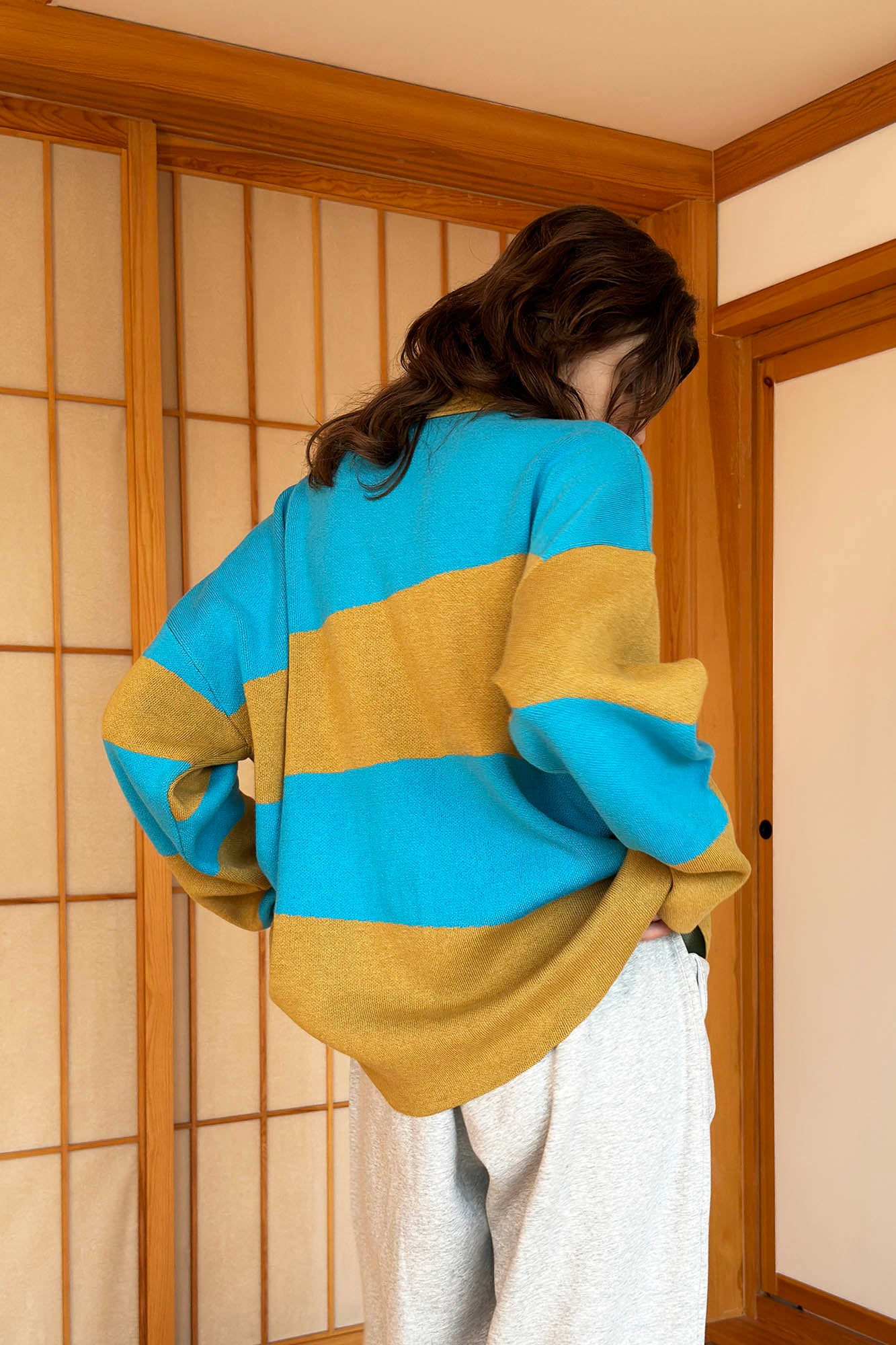 MIICHOUS Nature Magazine Ripple Stripe Polo Sweater