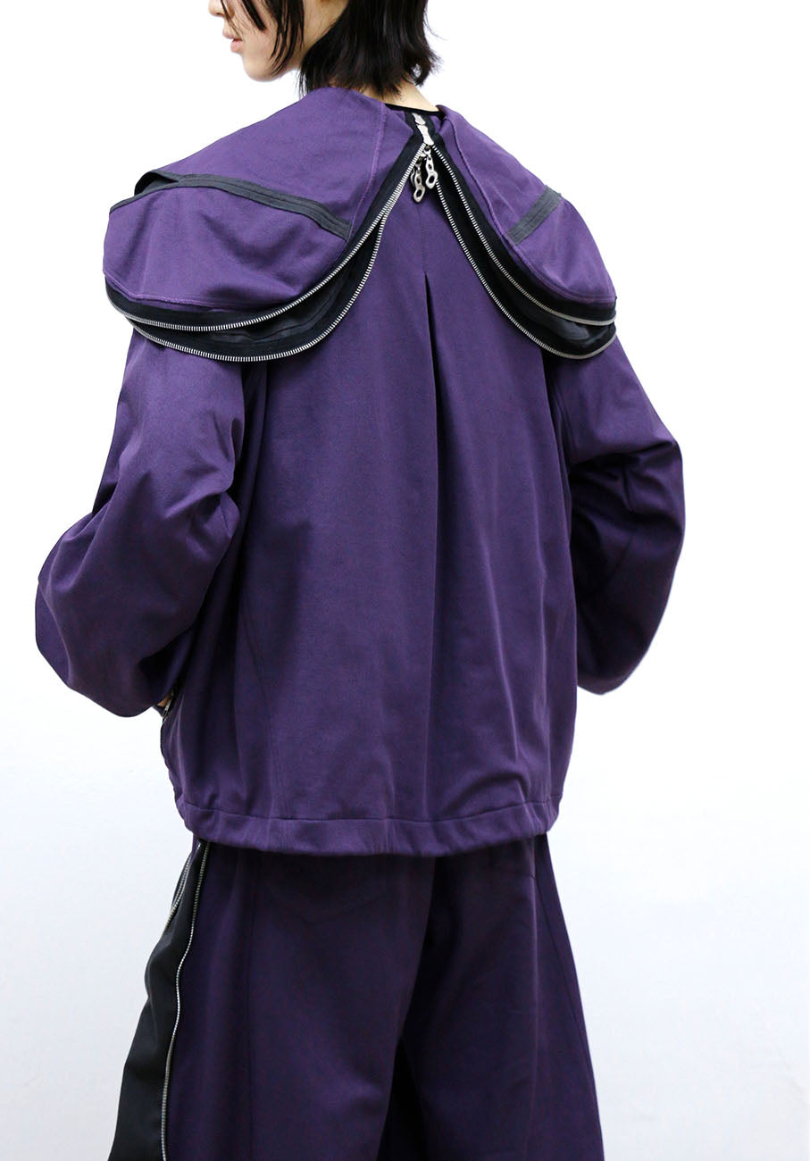 RELABEL Layered Multi-Zip Mask Hood Jacket Purple