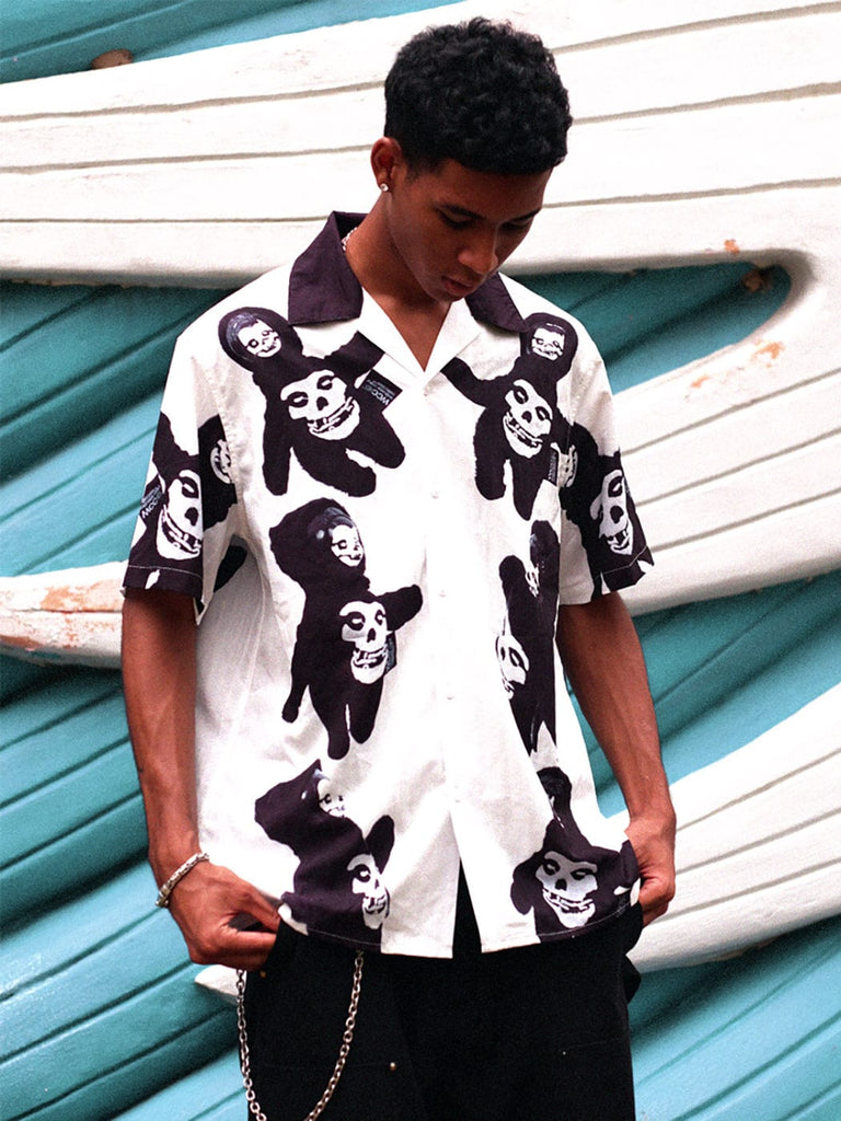 WCC Ghost Face Full Print Cuban Half Shirt, premium urban and streetwear designers apparel on PROJECTISR.com, WCC