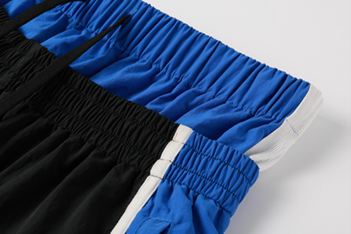 NOVACAM Retro Contrast Double-Waist Nylon Cargo Pants