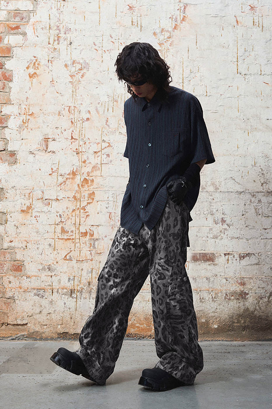 RELABEL Leopard Multi-Pocket Ribbon Cargo Pants