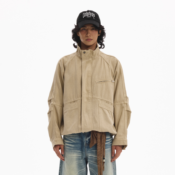 RIELLE RICHE リエルリッシェStand Collar Blouson LEONSENSE Utility Raglan Stand-Collar Denim Jacket