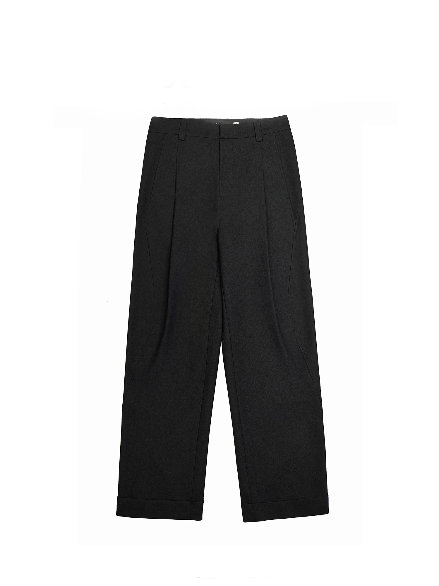 FACEONLAB Classic Wool Pleated Tailored Trousers Black