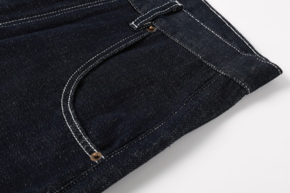NOVACAM Retro Embroidered Logo Curved Raw Selvedge Jeans