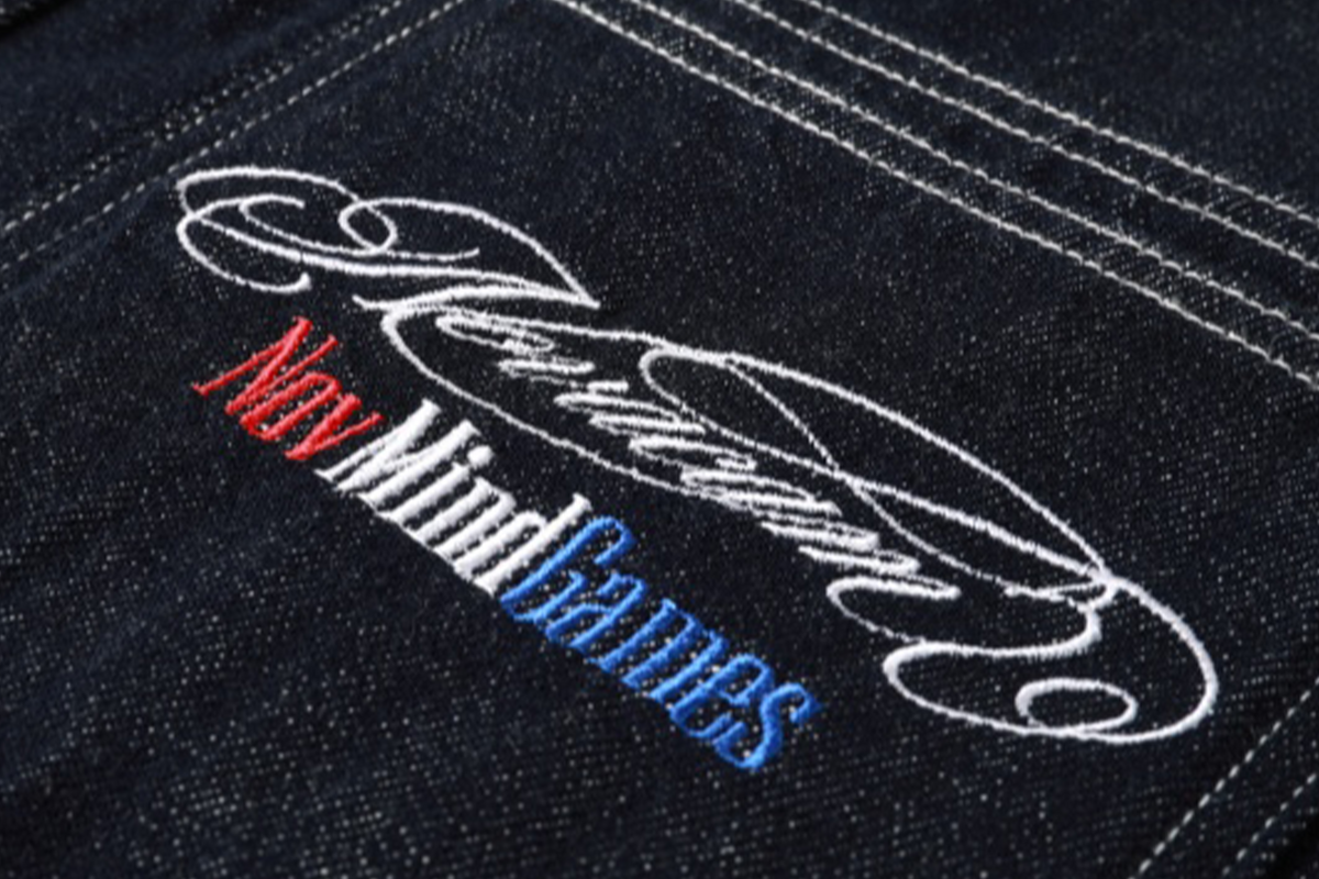 NOVACAM Retro Embroidered Logo Curved Raw Selvedge Jeans