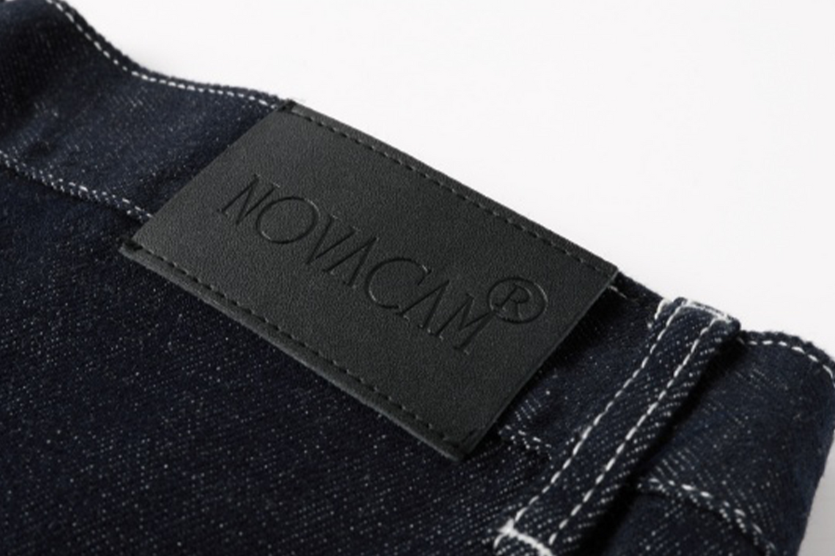 NOVACAM Retro Embroidered Logo Curved Raw Selvedge Jeans