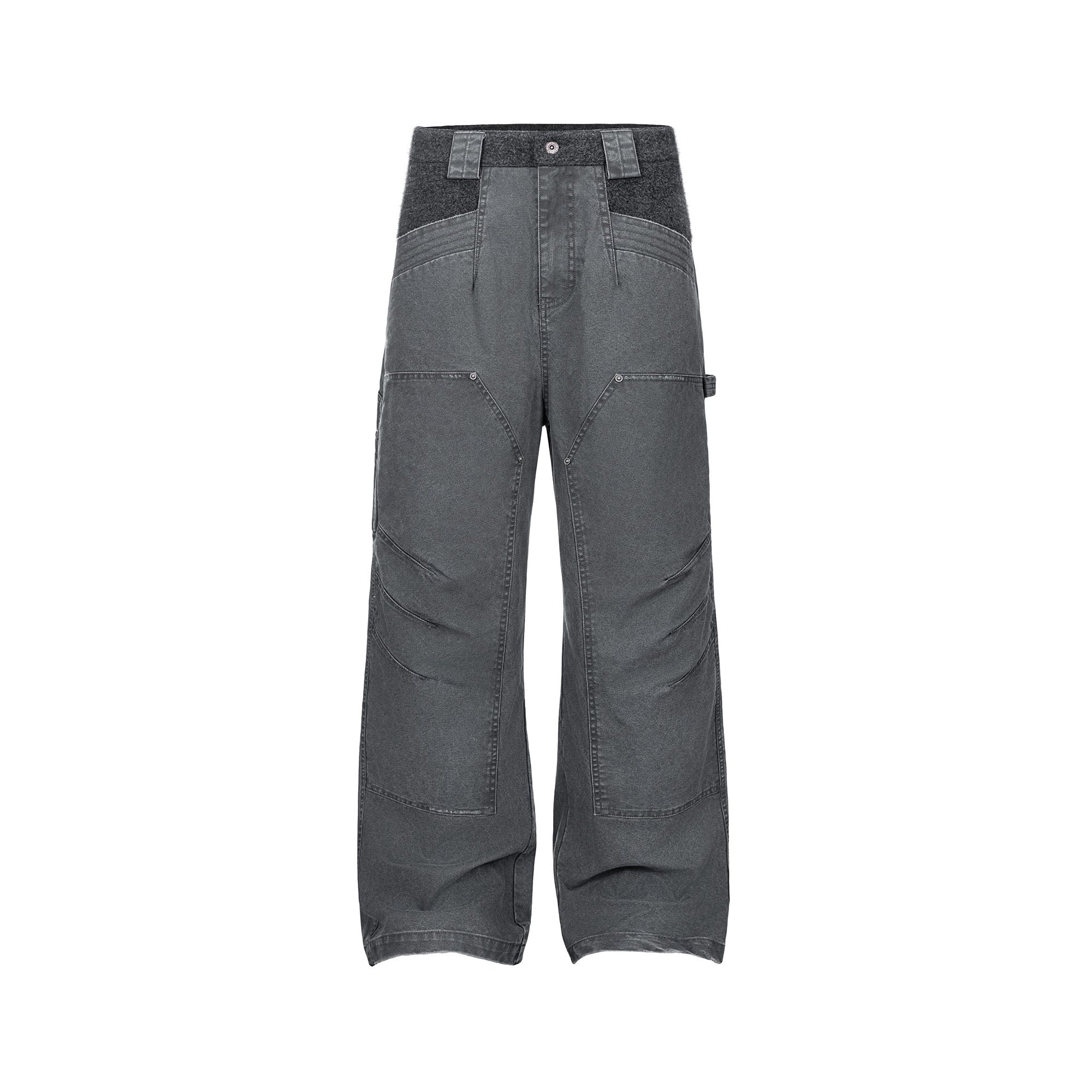 ESAIAS Claw Washed Panel Straight-Leg Pants