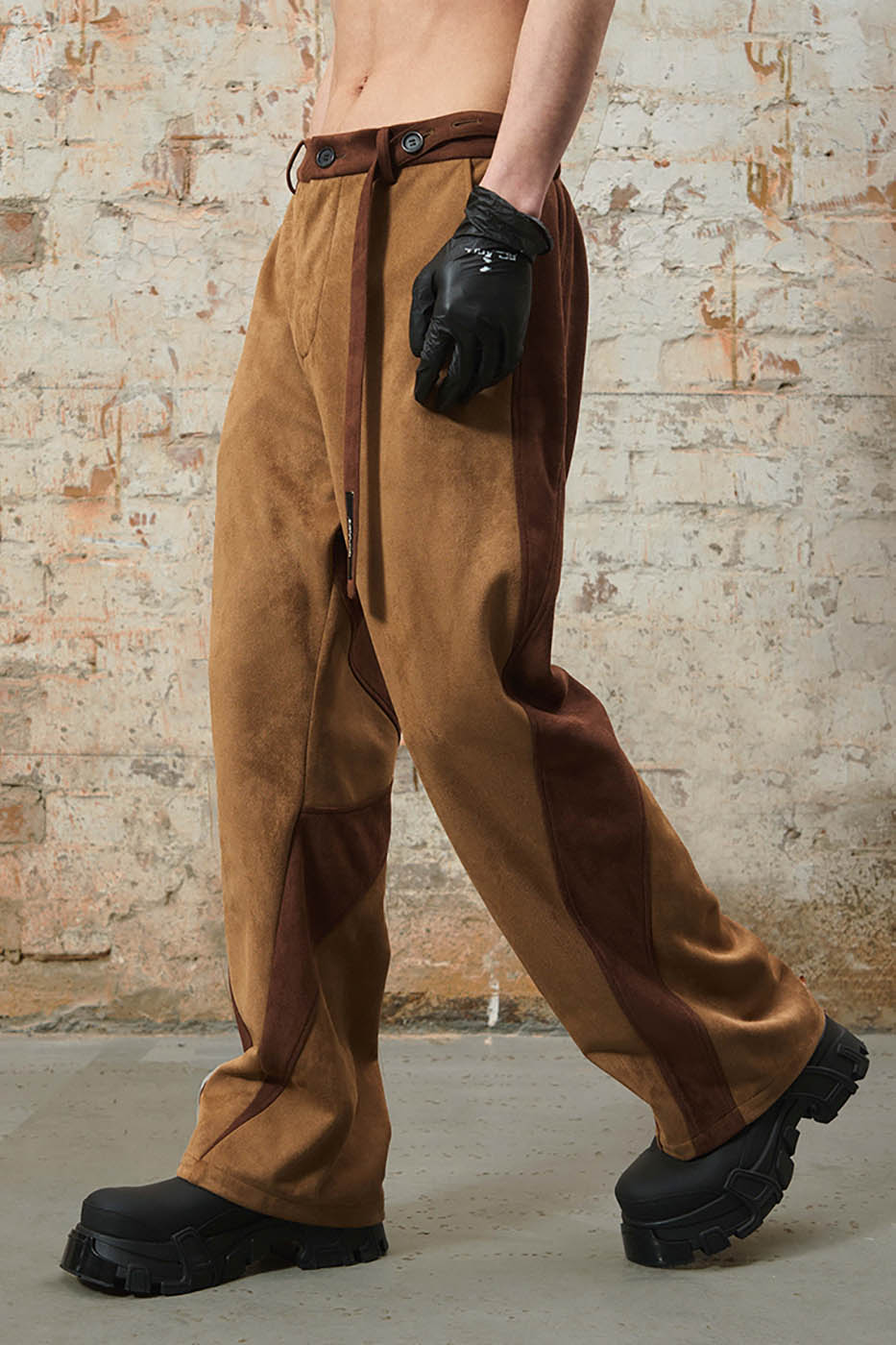 RELABEL Deconstructed Faux-Suede Pants, premium urban and streetwear designers apparel on PROJECTISR.com, RELABEL