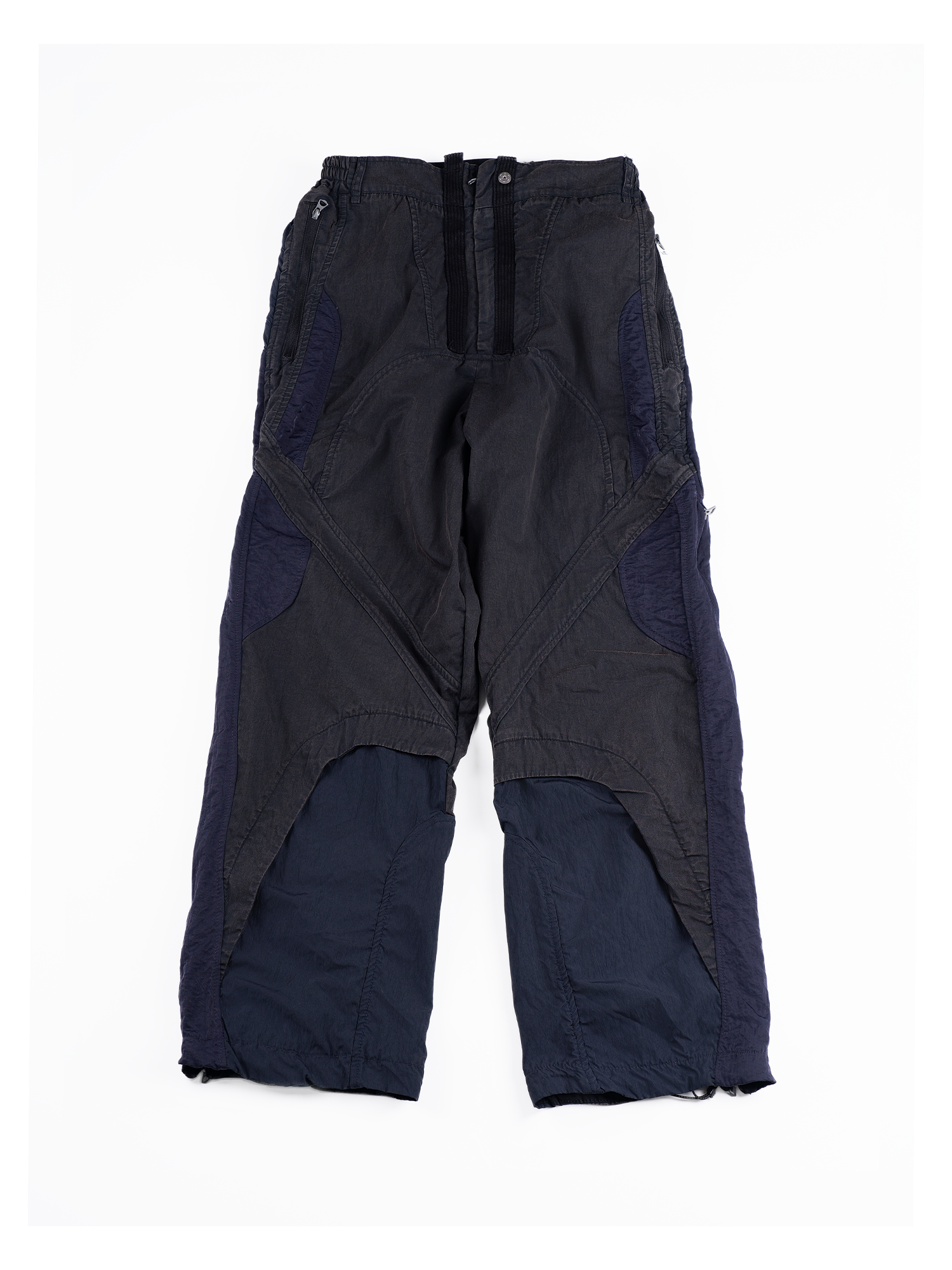 STEAM Deconstructed Zippered Spliced Wide-Leg Cargo Pants