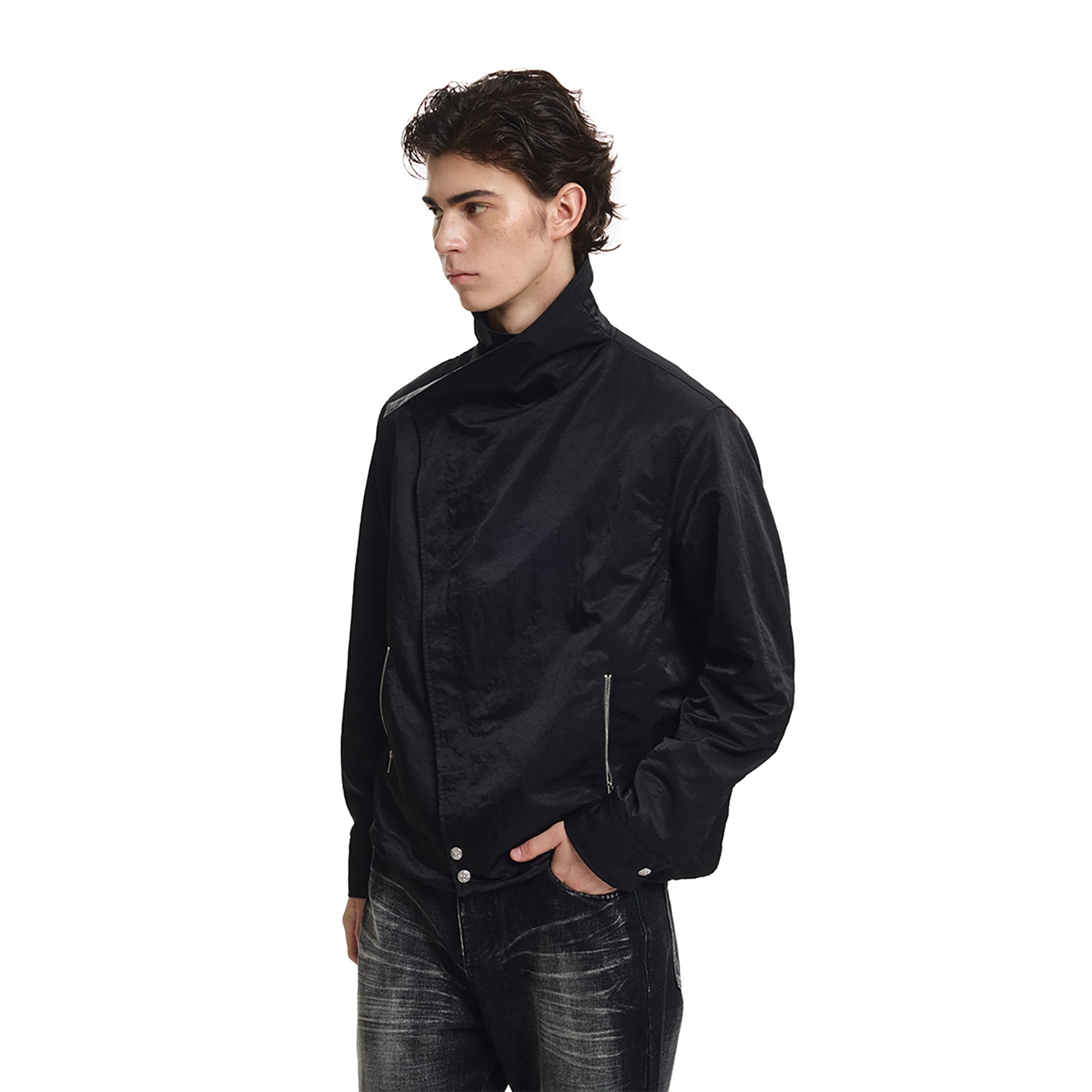 KREATE Asymmetric Convertible Stand Collar Jacket