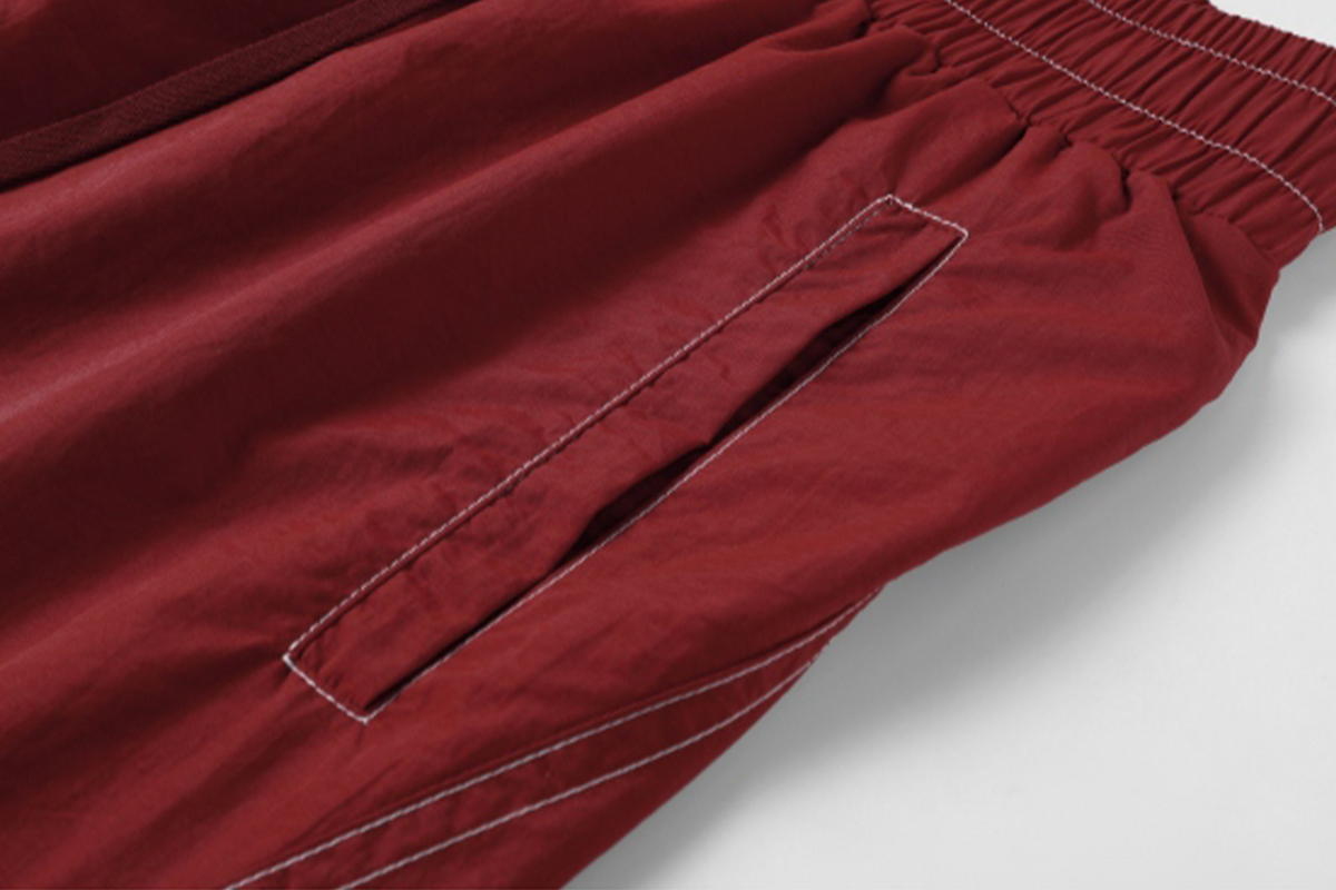NOVACAM Retro Embroidered Nylon Windbreaker Pants
