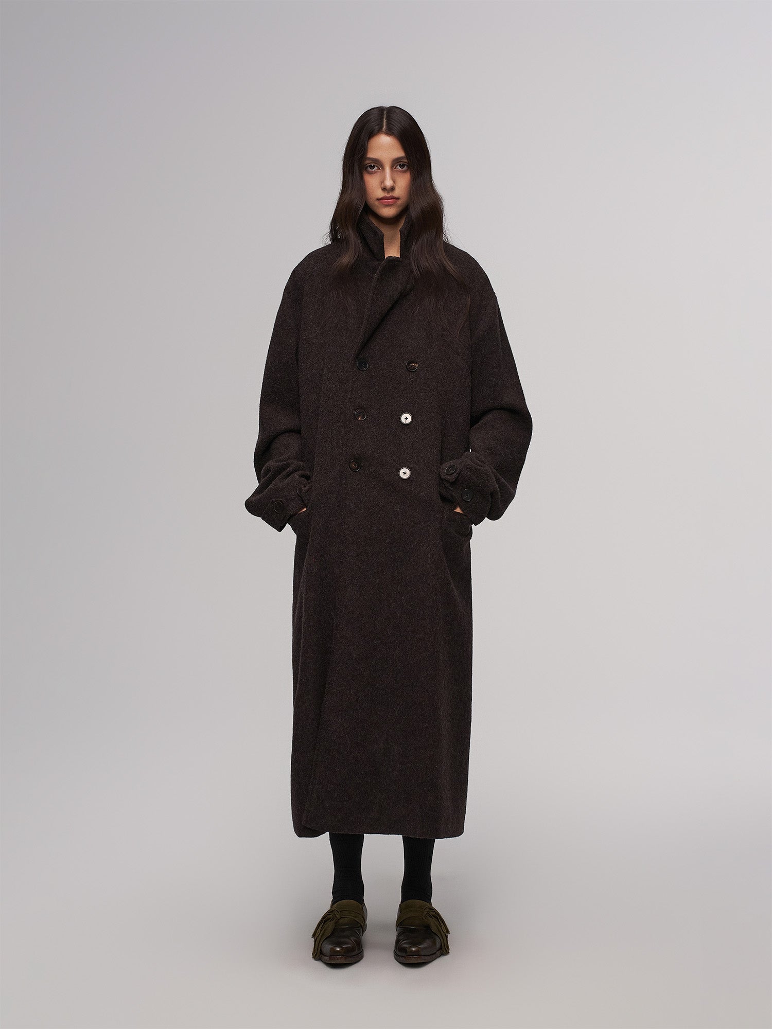 ILNya Nieternite Nifutur Wool-Blend Double-Breasted High-Neck Coat