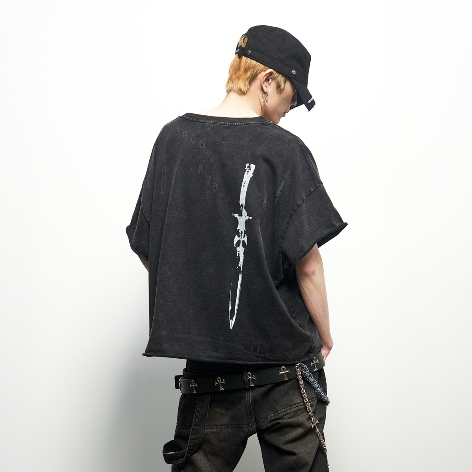 ANTI WAR REVIVAL Retro Distressed Raw Edge T-Shirt