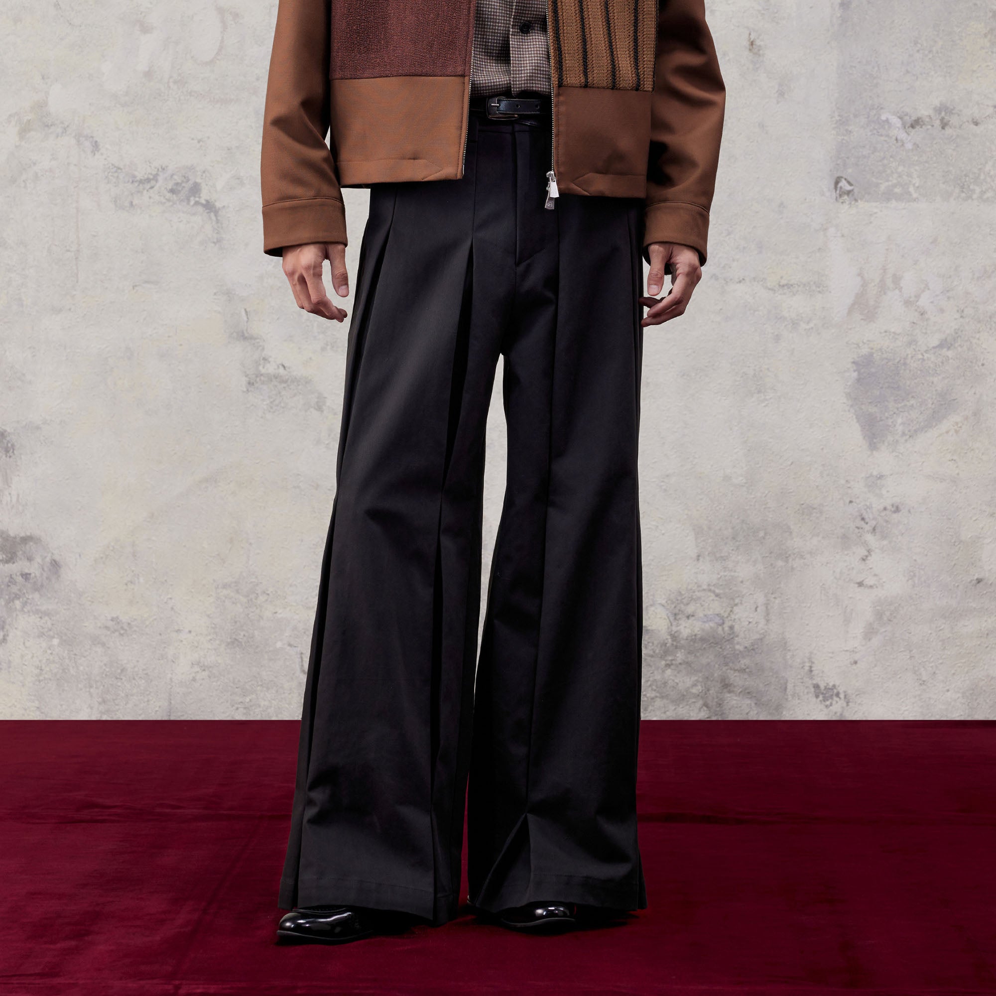 ALVNG AR ANTS Double Pleat Panel Wide-Leg Trousers